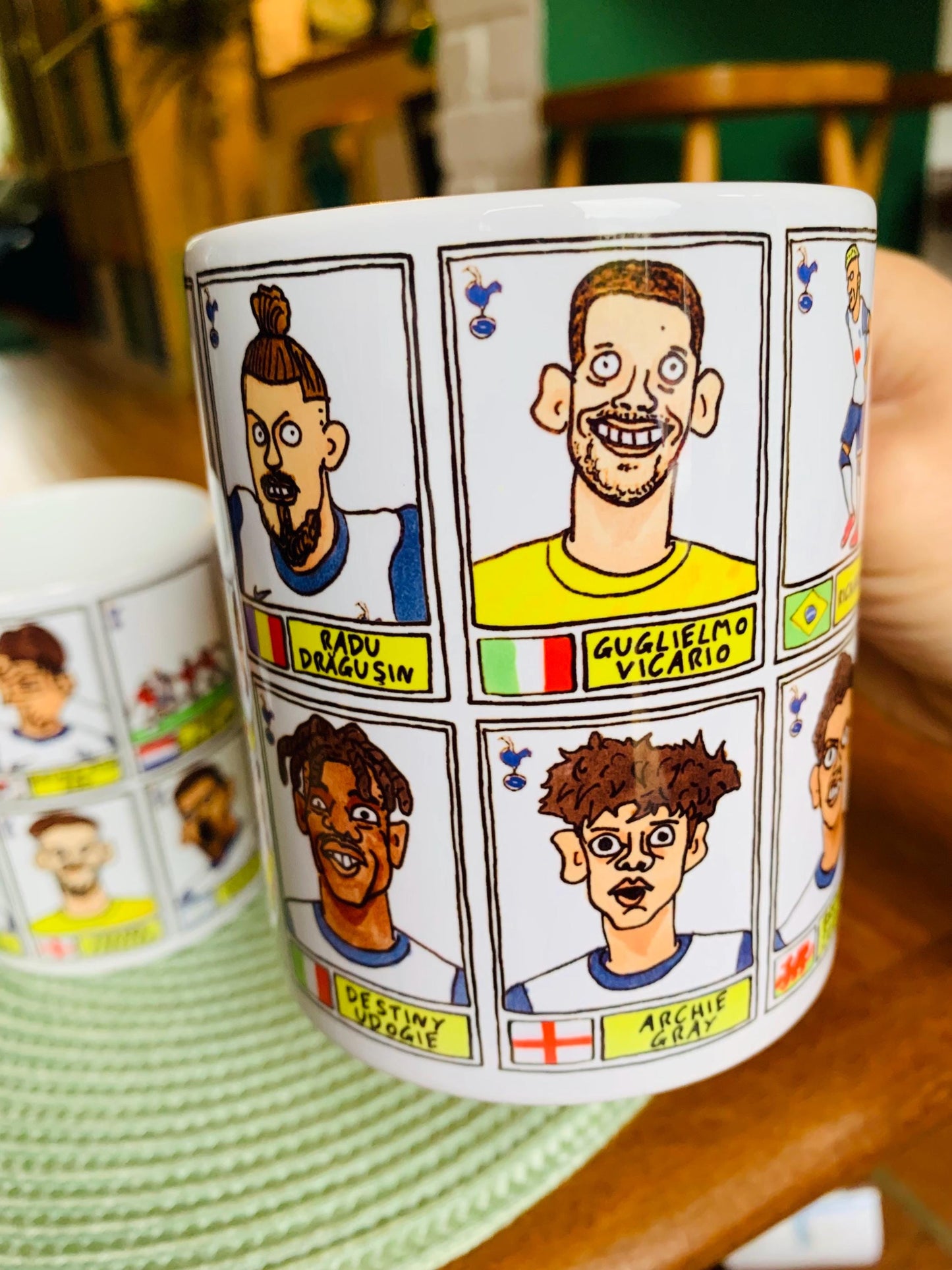 Spurs Volume 3 No Score Draws Mug Set - Set of TWO 11oz Ceramic Mugs with Wonky Panini sticker-style THFC Angeball No Score Draws Doodles