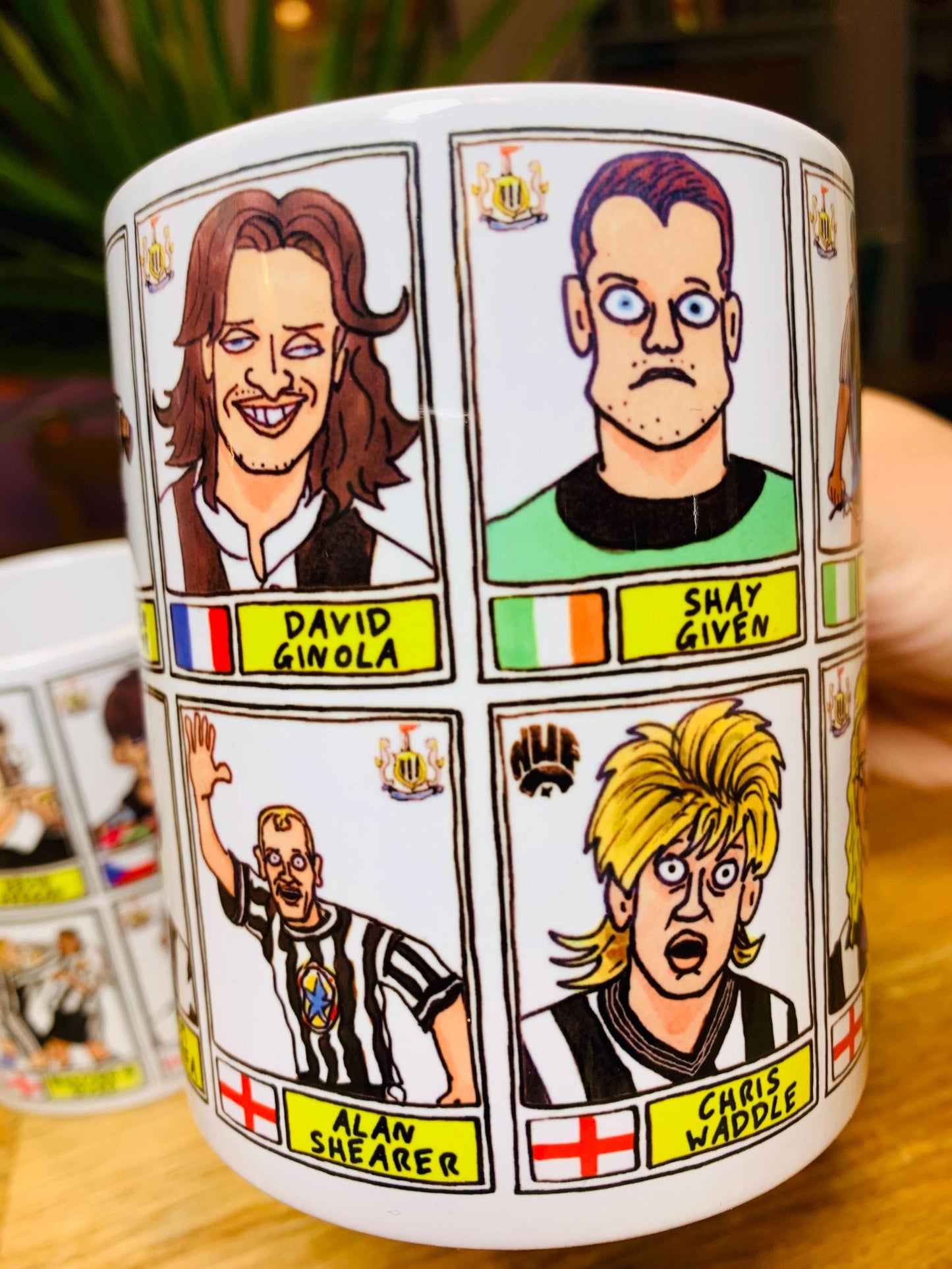 Newcastle United No Score Draws Mug Set - Set of TWO 11oz Ceramic Mugs with Wonky Panini sticker-style No Score Draws Doodles of NUFC icons