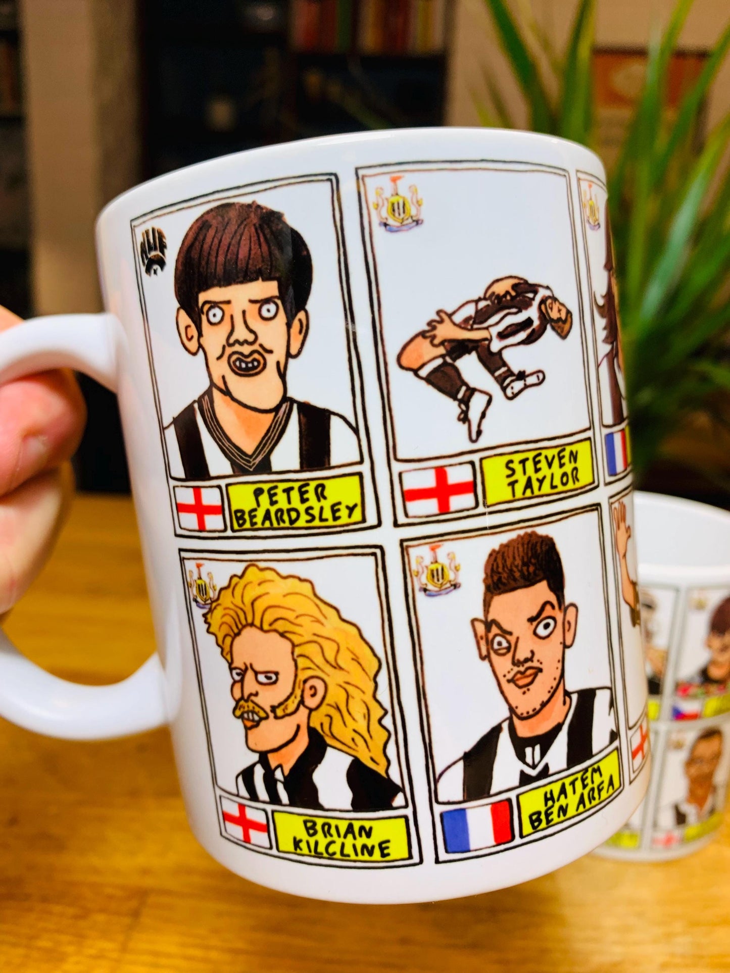 Newcastle United No Score Draws Mug Set - Set of TWO 11oz Ceramic Mugs with Wonky Panini sticker-style No Score Draws Doodles of NUFC icons