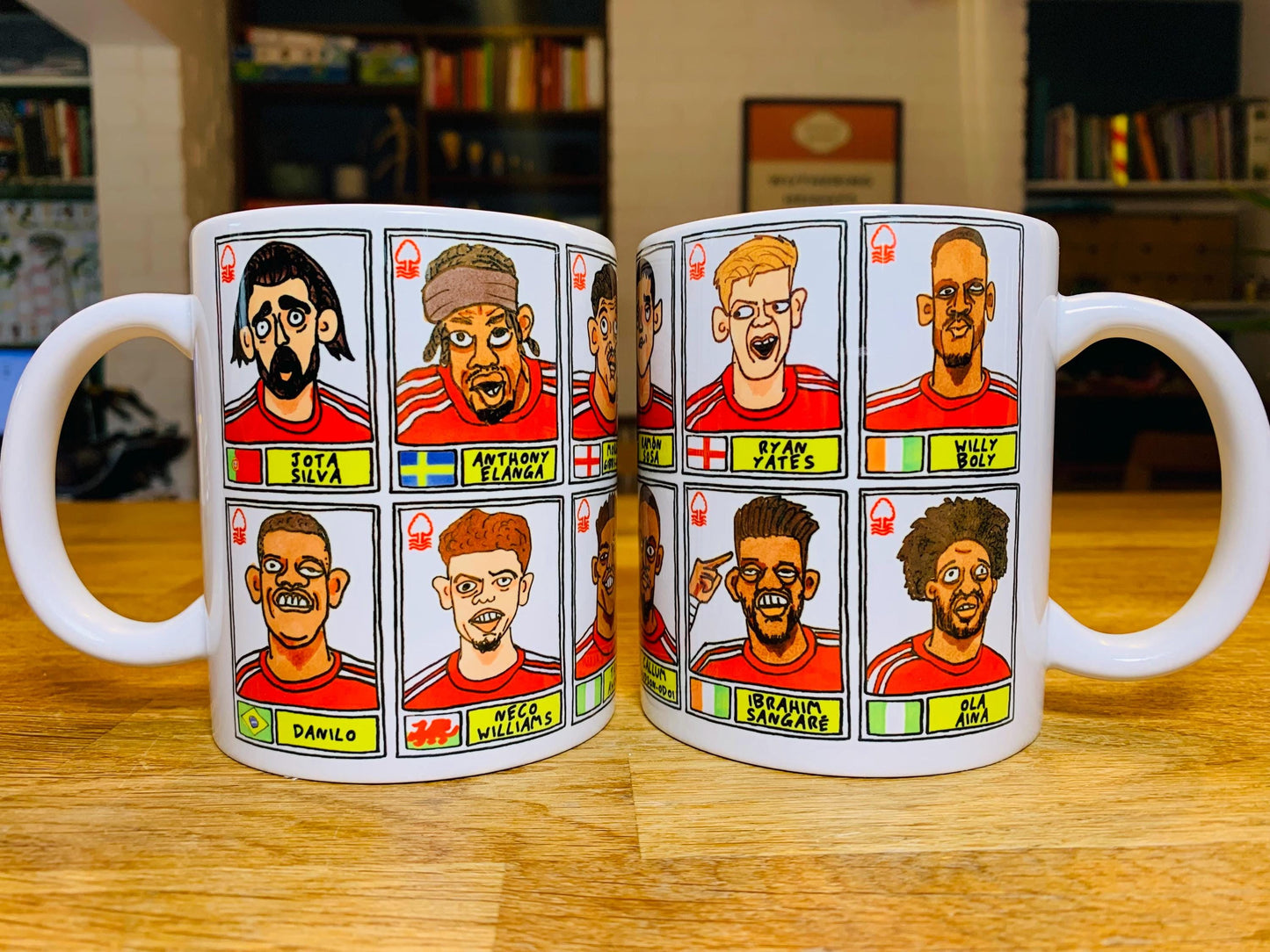 Nottingham Forest Vol 4 No Score Draws Mug Set - Set of TWO 11oz Ceramic Mugs with Wonky Panini-doodles of NFFC's 23/24 Premier League Squad