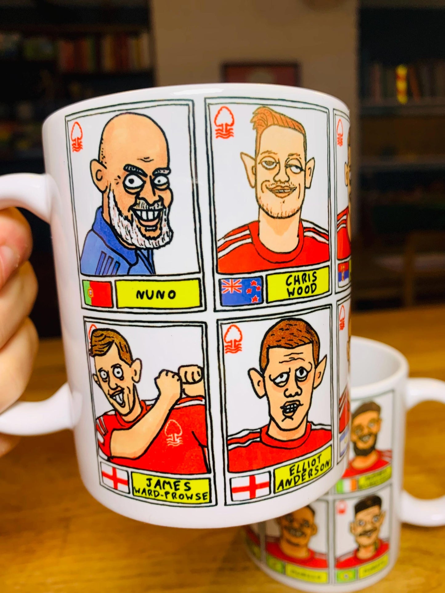 Nottingham Forest Vol 4 No Score Draws Mug Set - Set of TWO 11oz Ceramic Mugs with Wonky Panini-doodles of NFFC's 23/24 Premier League Squad