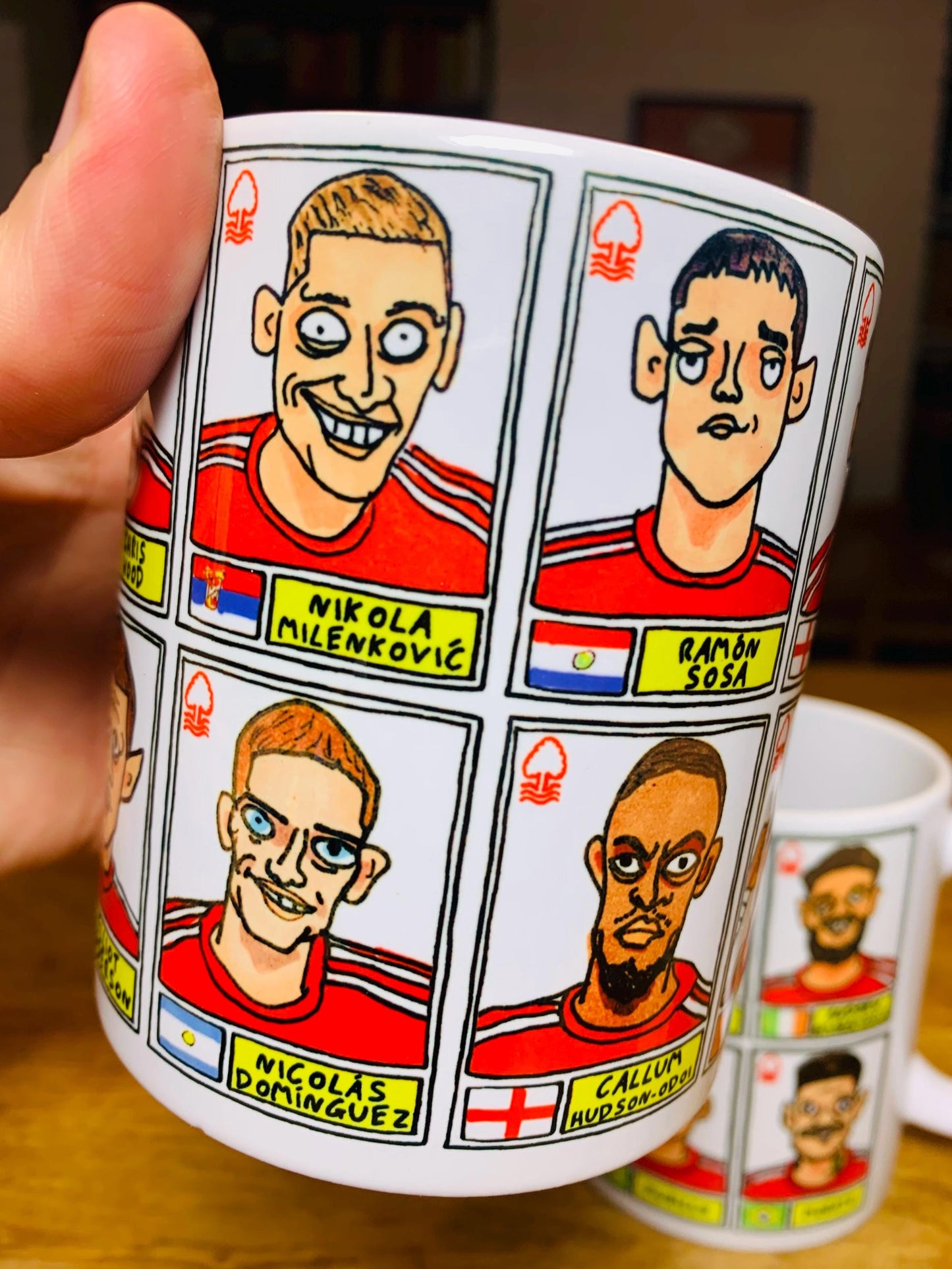 Nottingham Forest Vol 4 No Score Draws Mug Set - Set of TWO 11oz Ceramic Mugs with Wonky Panini-doodles of NFFC's 23/24 Premier League Squad