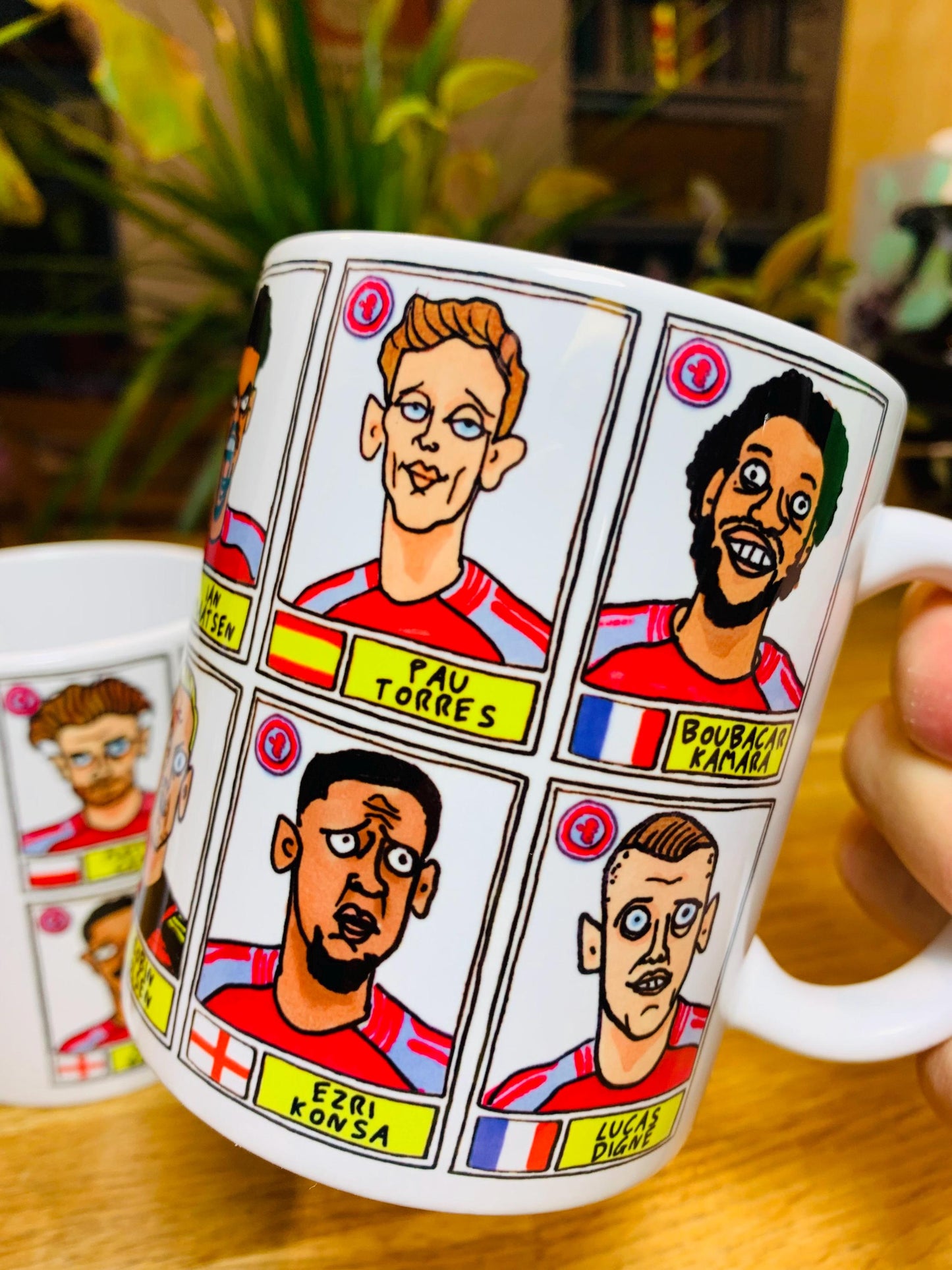 Aston Villa Volume 2 No Score Draws Mug Set - Set of TWO DIFFERENT 11oz Ceramic Mugs with Wonky Panini sticker-style AVFC Villains Football Doodles