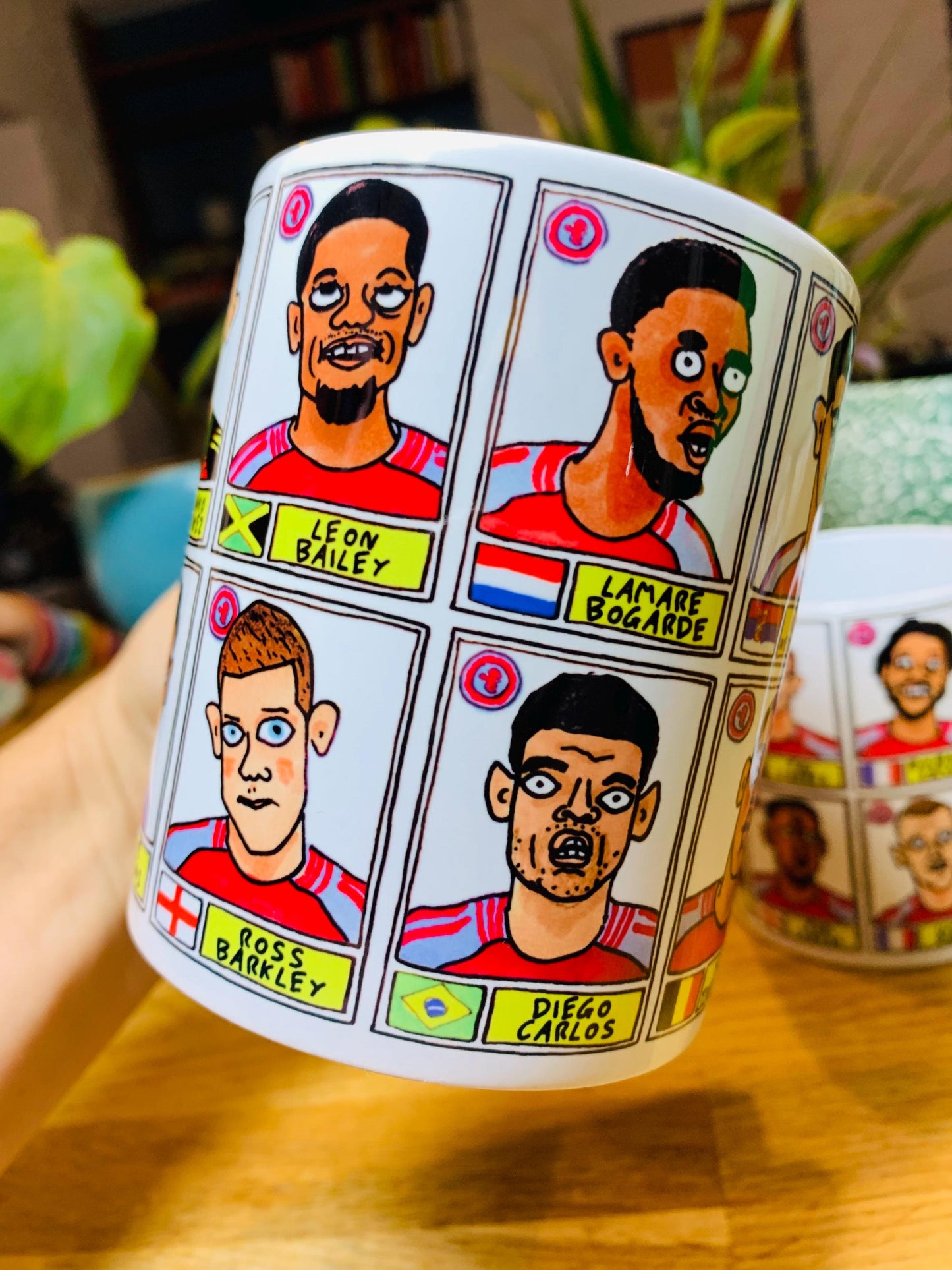 Aston Villa Volume 2 No Score Draws Mug Set - Set of TWO DIFFERENT 11oz Ceramic Mugs with Wonky Panini sticker-style AVFC Villains Football Doodles