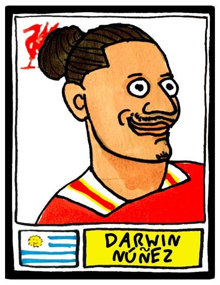 Liverpool Vol 6 - No Score Draws Reds 24-25 Edition - A3 print of 24 hand-drawn Panini-style Doodles of Arne Slot's LFC 24-25 EPL Squad