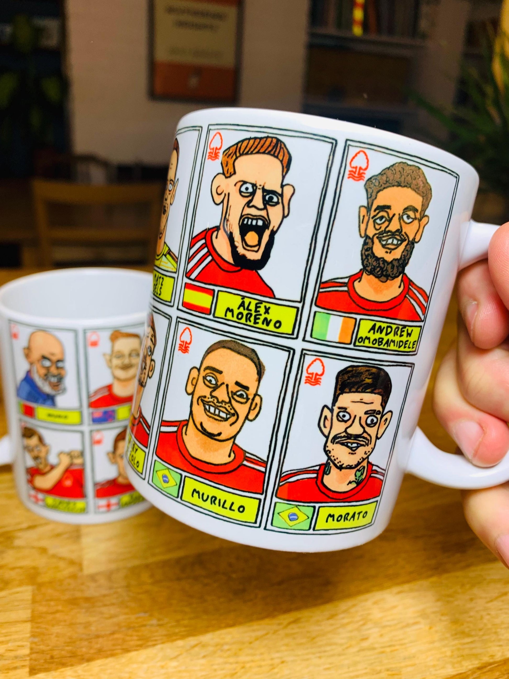 Nottingham Forest Vol 4 No Score Draws Mug Set - Set of TWO 11oz Ceramic Mugs with Wonky Panini-doodles of NFFC's 23/24 Premier League Squad