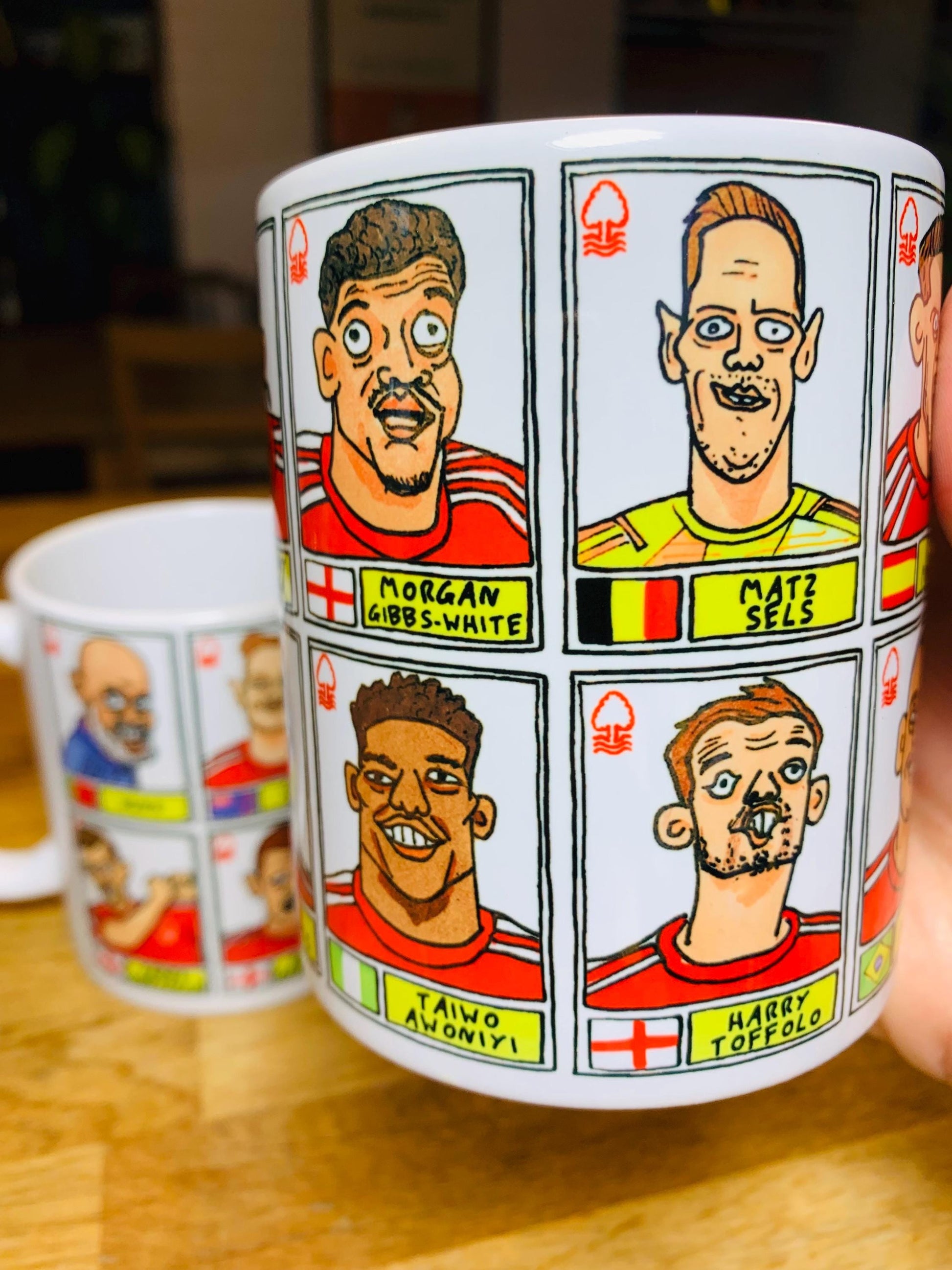 Nottingham Forest Vol 4 No Score Draws Mug Set - Set of TWO 11oz Ceramic Mugs with Wonky Panini-doodles of NFFC's 23/24 Premier League Squad