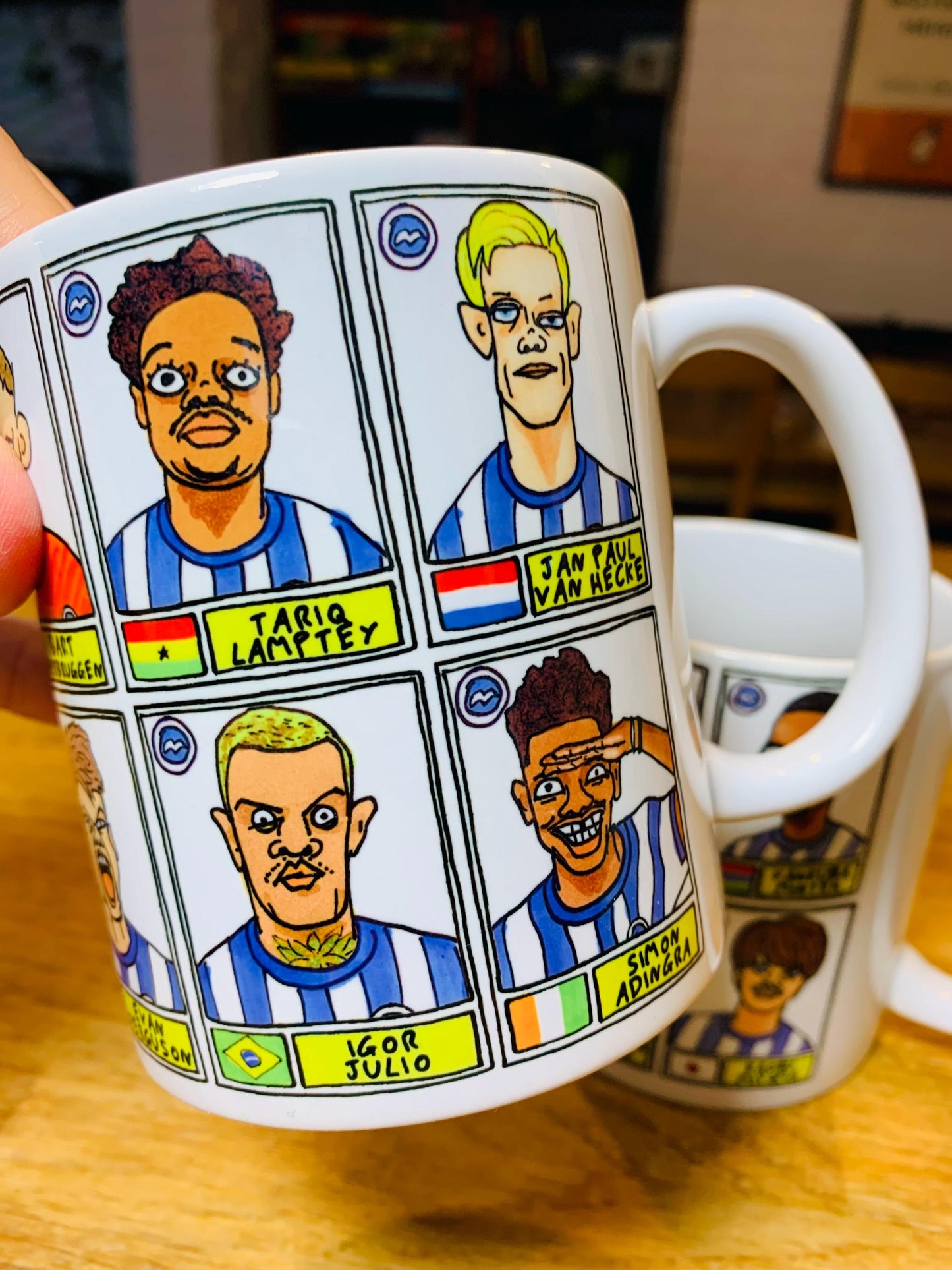 Brighton Vol 2 No Score Draws Mug Set - Set of TWO 11oz Ceramic Mugs with Wonky Panini--style BHAFC 23/24 De Zerbi No Score Draws Doodles