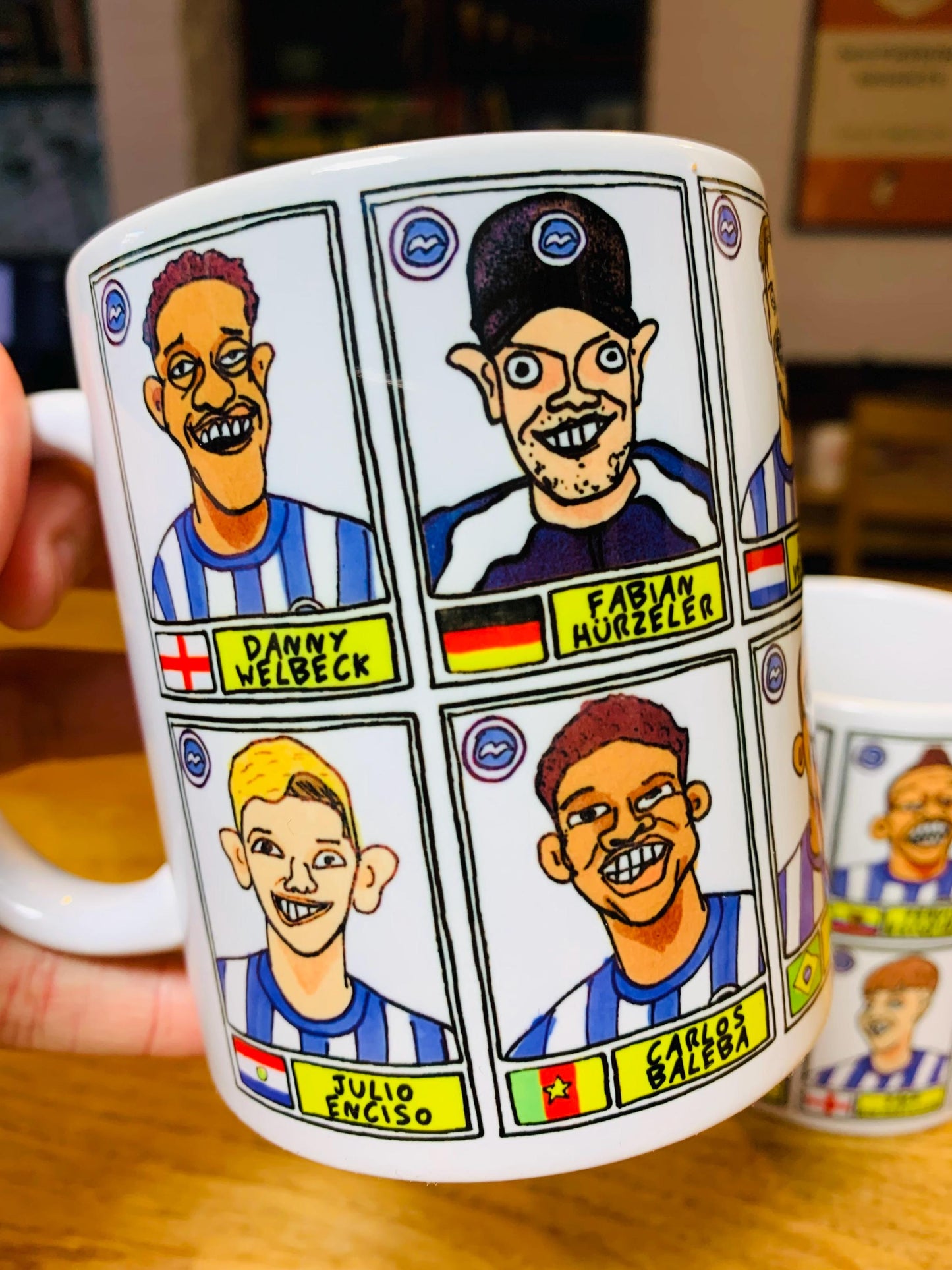 Brighton Vol 2 No Score Draws Mug Set - Set of TWO 11oz Ceramic Mugs with Wonky Panini--style BHAFC 23/24 De Zerbi No Score Draws Doodles