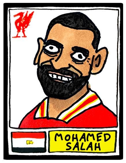 Liverpool Vol 6 - No Score Draws Reds 24-25 Edition - A3 print of 24 hand-drawn Panini-style Doodles of Arne Slot's LFC 24-25 EPL Squad