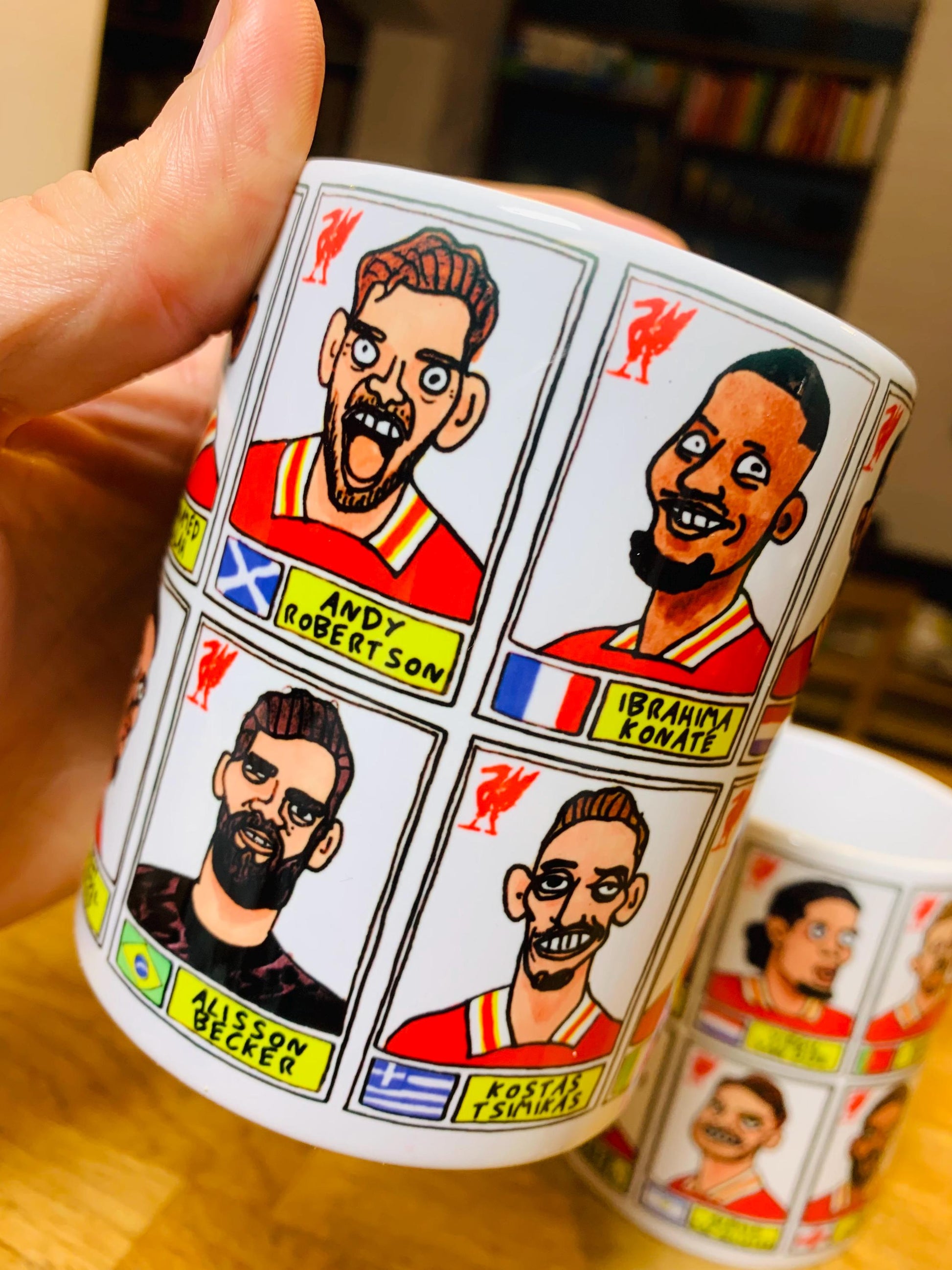 Liverpool Vol 6 24-25 No Score Draws Mug Set - Set of TWO DIFFERENT 11oz Ceramic Mugs with 24 Wonky Panini sticker-style LFC FootballDoodles