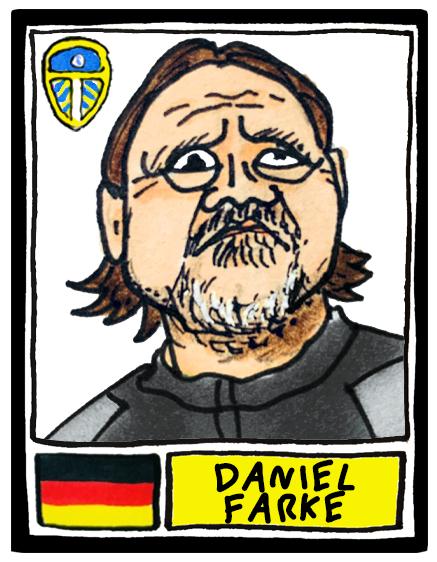 Leeds Utd Volume 3 - No Score Draws Farkeball Edition - A3 print of 26 hand-drawn Panini-style wonky LUFC Doodles of Leeds United 23/24 Team