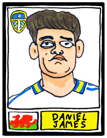 Leeds Utd Volume 3 - No Score Draws Farkeball Edition - A3 print of 26 hand-drawn Panini-style wonky LUFC Doodles of Leeds United 23/24 Team