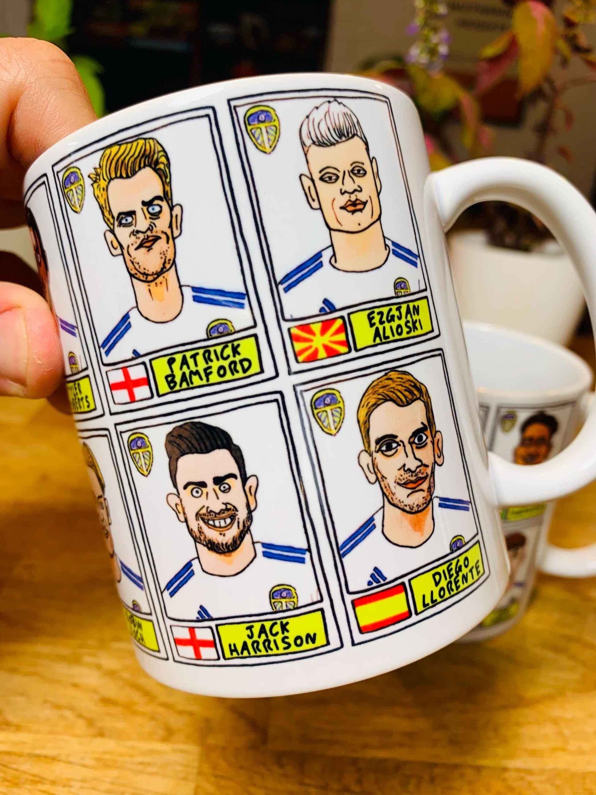 Leeds United Vol 2 No Score Draws Mug Set - Set of TWO 11oz Ceramic Mugs with Wonky Panini-style No Score Draws Doodles of Bielsa's LUFC