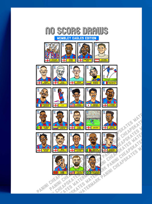 Crystal Palace Vol 2 - No Score Draws Eagles 24/25 Edition - A3 print of 24 Wonky Panini-style Doodles Of Oliver Glasner's 24/25 CPFC Squad