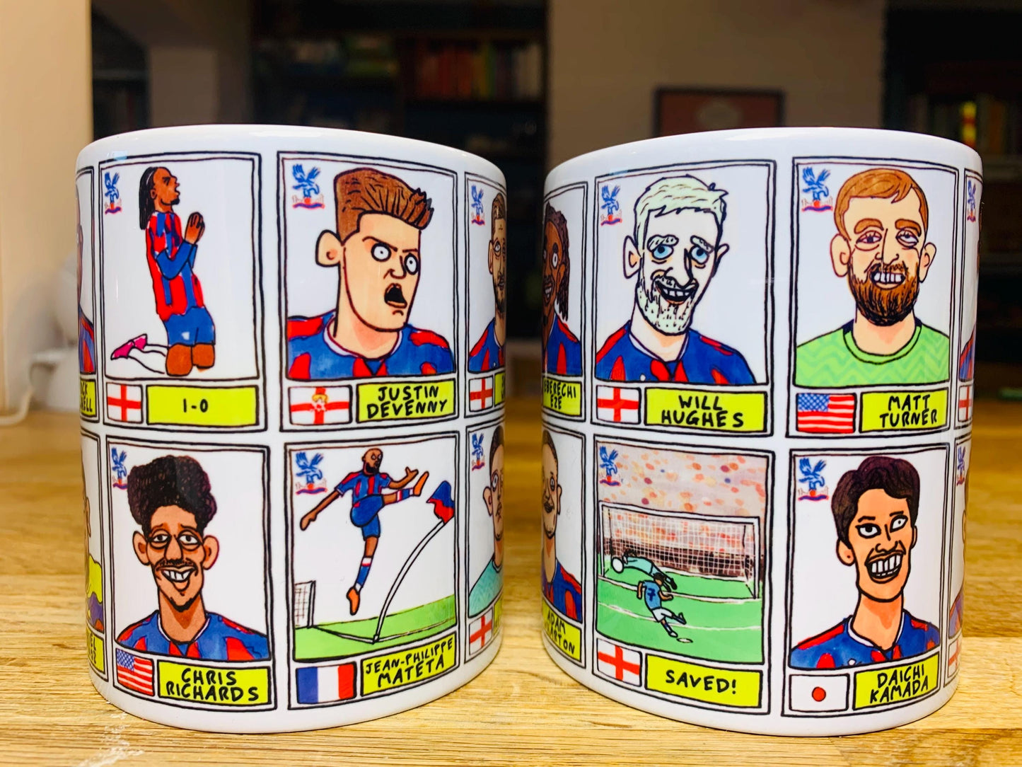 Crystal Palace Vol 2 No Score Draws Mug Set - Set of TWO DIFFERENT 11oz Mugs with Wonky Panini-doodles of Oliver Glasner's 24/25 CPFC Squad