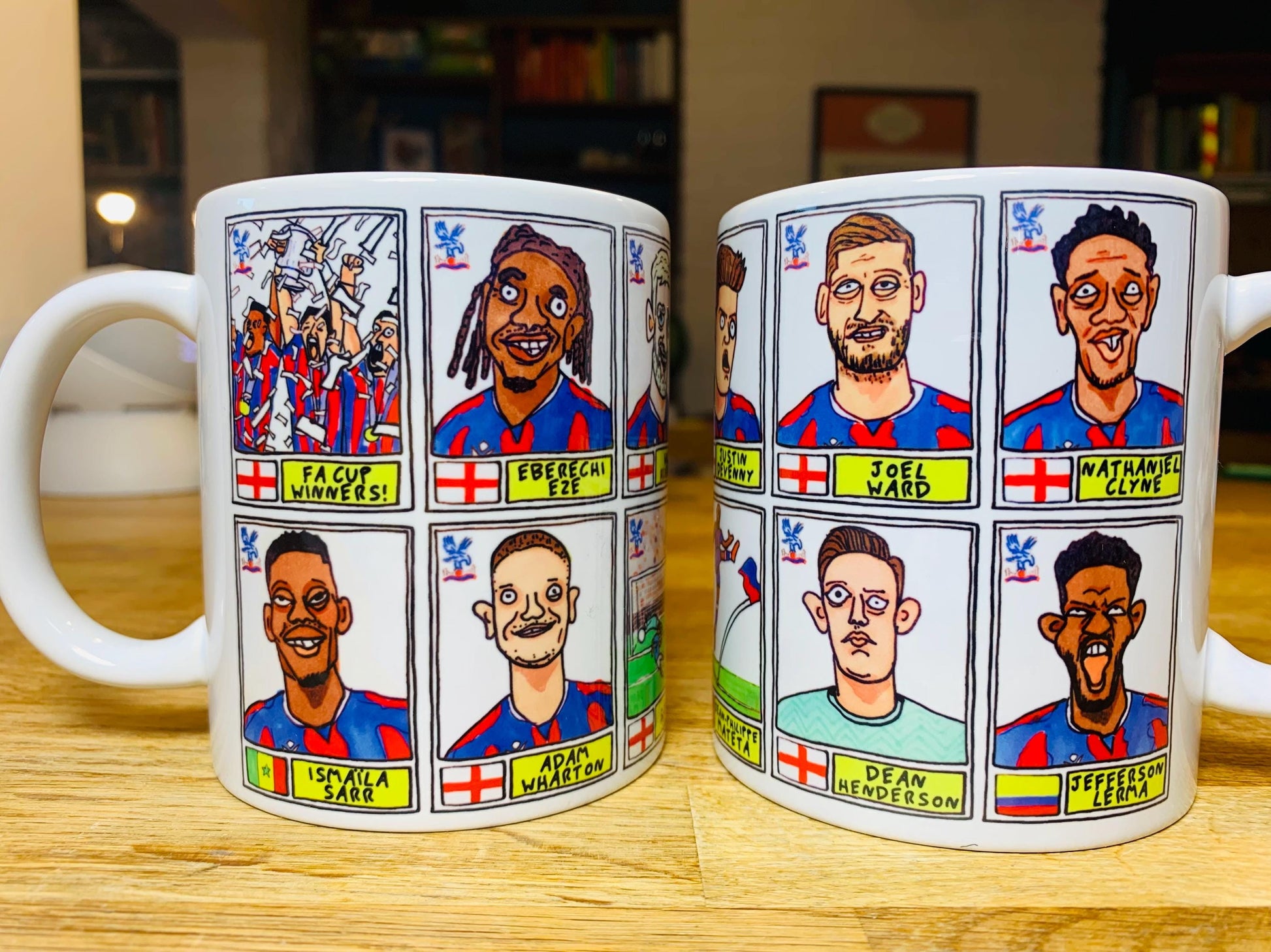 Crystal Palace Vol 2 No Score Draws Mug Set - Set of TWO DIFFERENT 11oz Mugs with Wonky Panini-doodles of Oliver Glasner's 24/25 CPFC Squad
