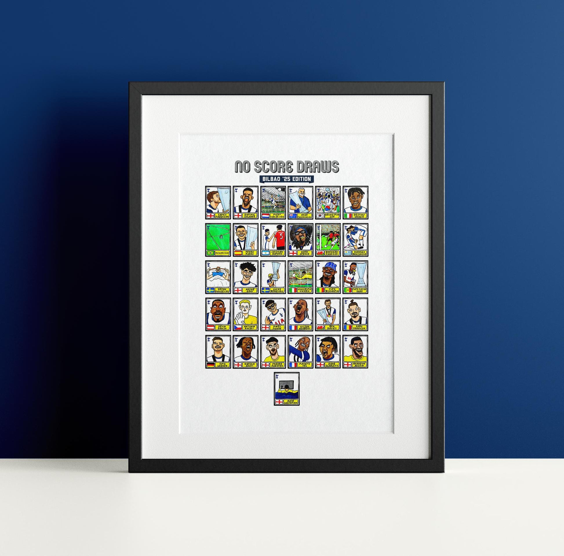 Spurs Volume 5 - No Score Draws Bilbao '25 Edition - A3 print of 31 Wonky Panini-style football doodles of Big Ange's Europa League-Winners