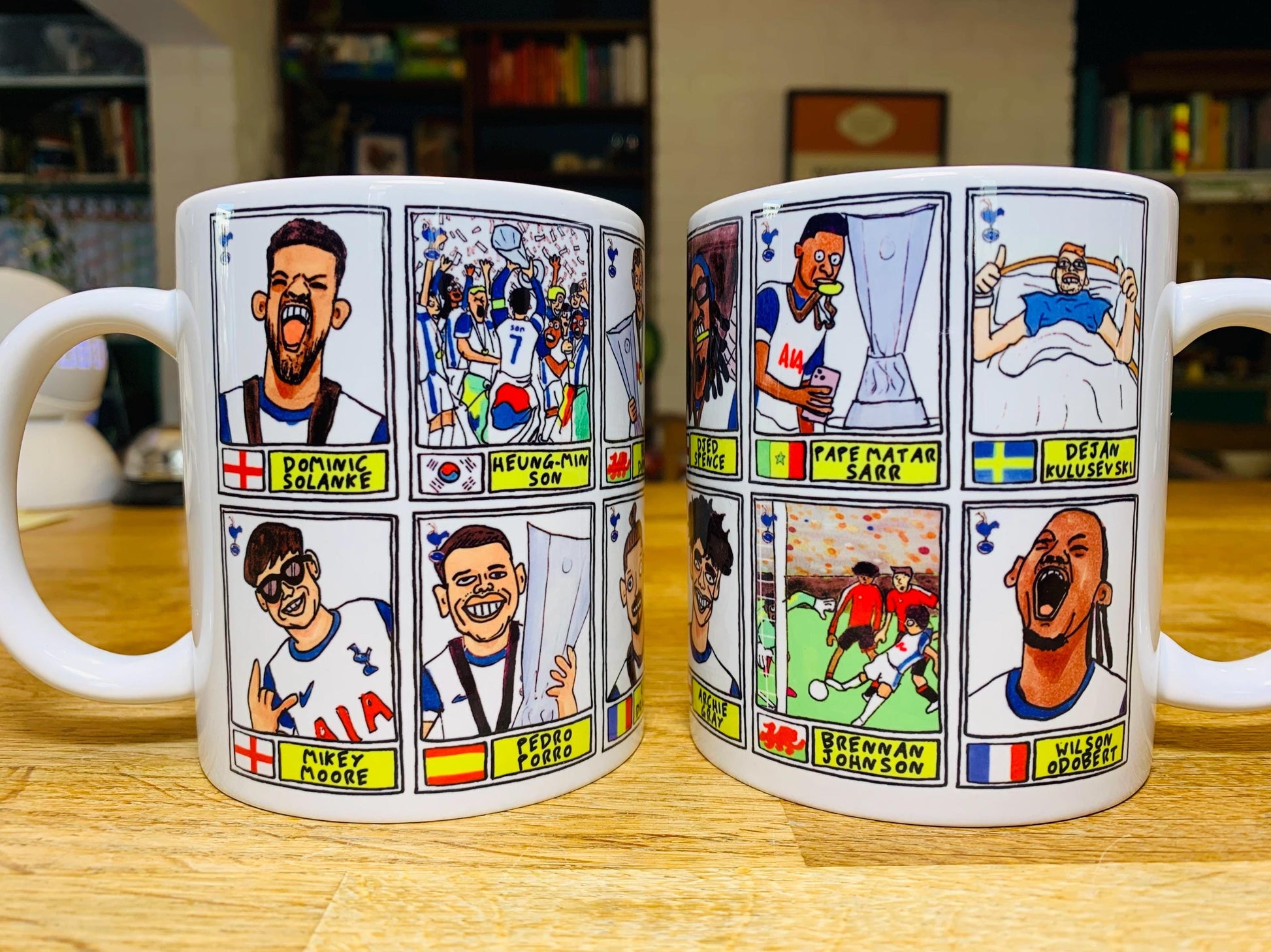 Spurs Vol 5 - Europa League Winners No Score Draws Mug Set - Set of TWO DIFFERENT 11oz Ceramic Mugs with Wonky Panini-style THFC Doodles