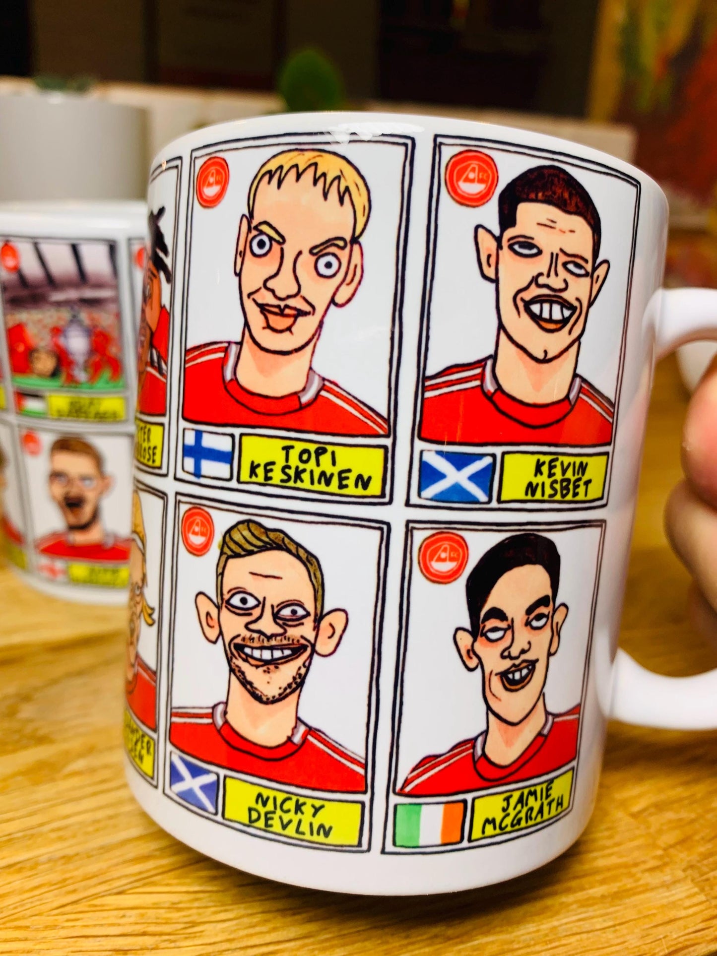 Aberdeen Vol 2 - Scottish Cup Winners 24/25 No Score Draws Mug Set - Set of TWO DIFFERENT 11oz Ceramic Mugs with Wonky Dons Panini-Doodles
