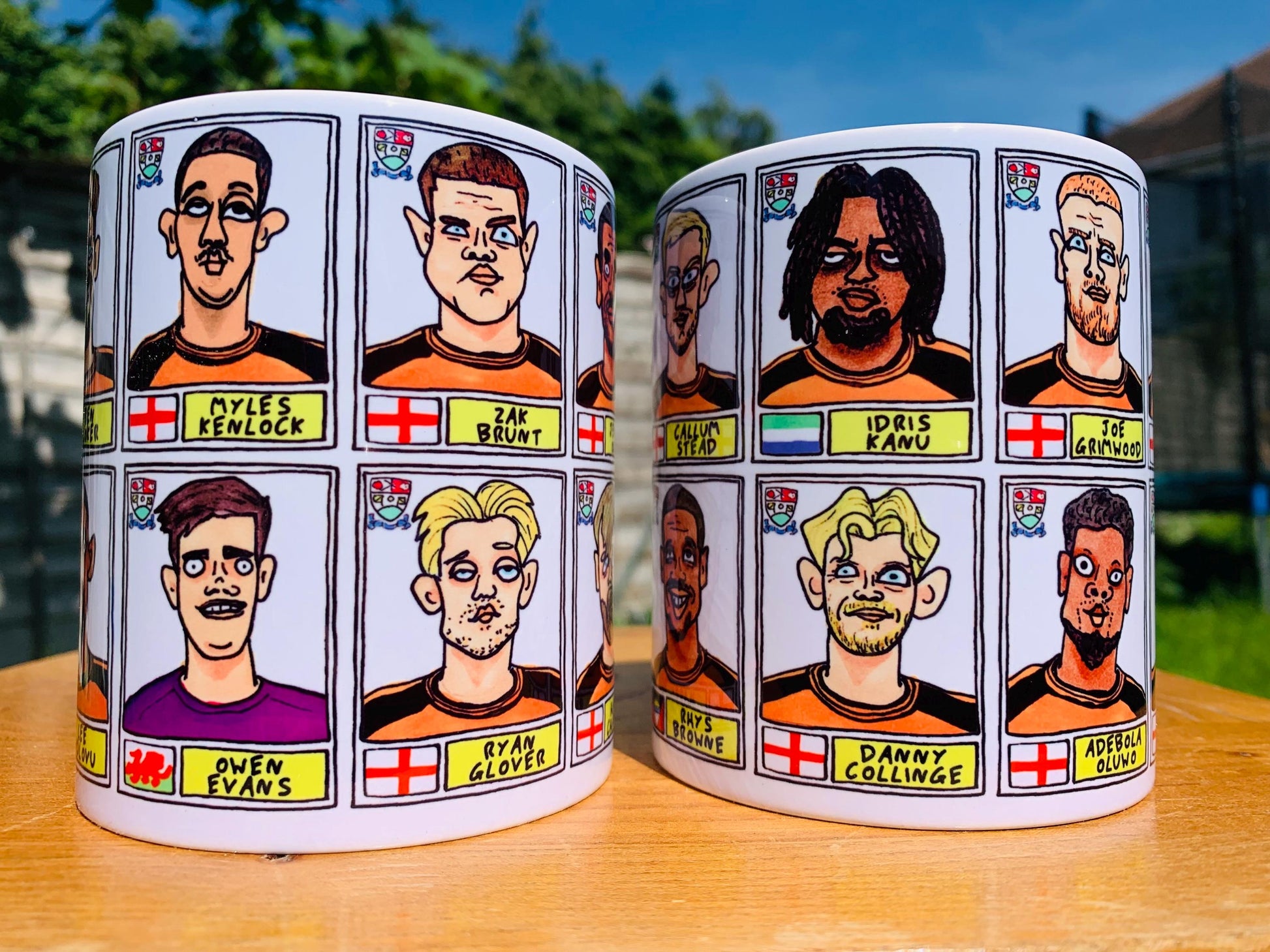 Barnet No Score Draws Mug Set - Set of TWO DIFFERENT 11oz Ceramic Mugs with Wonky Panini-Doodles of The Bees' 24/25 National League Winners