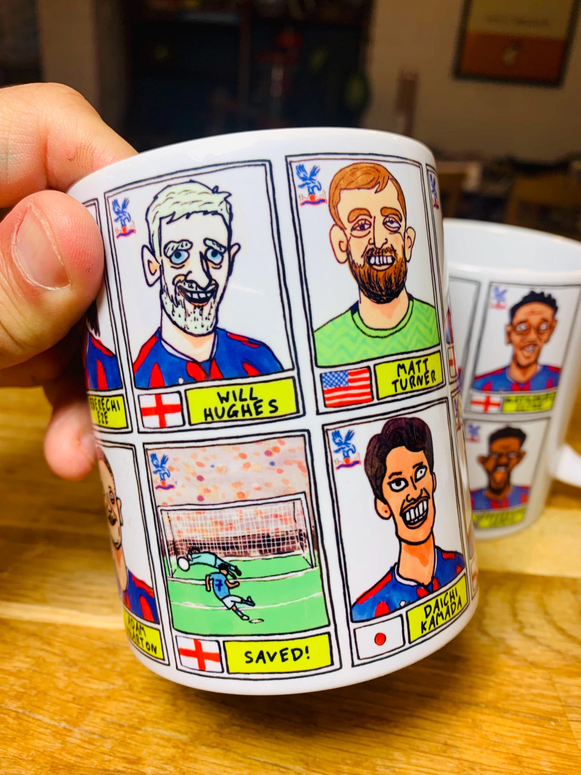 Crystal Palace Vol 2 No Score Draws Mug Set - Set of TWO DIFFERENT 11oz Mugs with Wonky Panini-doodles of Oliver Glasner's 24/25 CPFC Squad