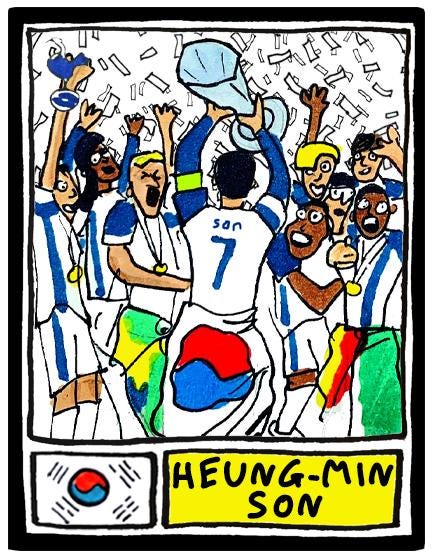Spurs Volume 5 - No Score Draws Bilbao '25 Edition - A3 print of 31 Wonky Panini-style football doodles of Big Ange's Europa League-Winners