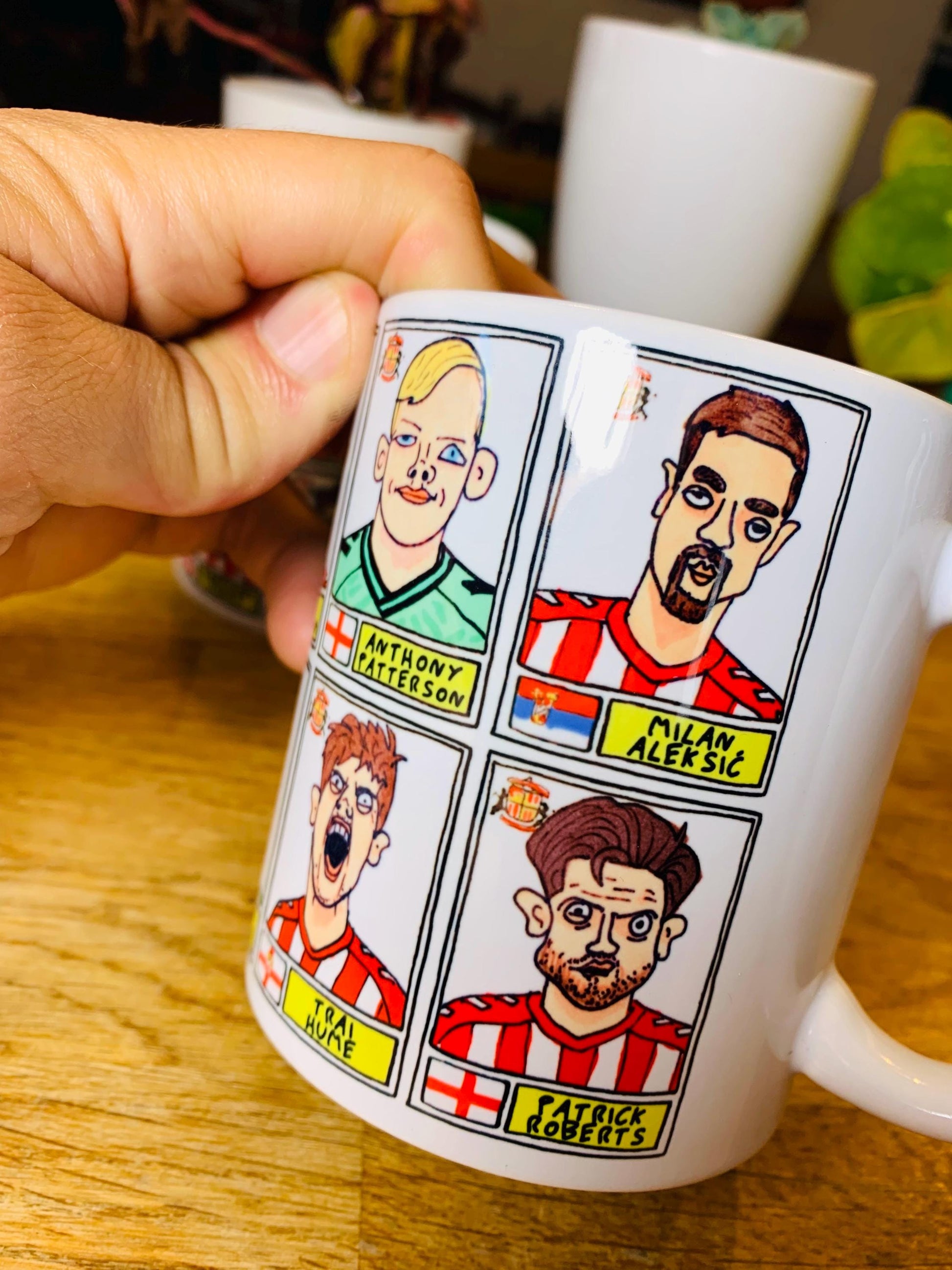 Sunderland Volume 4 - Going Up No Score Draws Mug Set - Set of TWO DIFFERENT 11oz Ceramic Mugs with Wonky Doodles Of SAFC's 24/25 Black Cats
