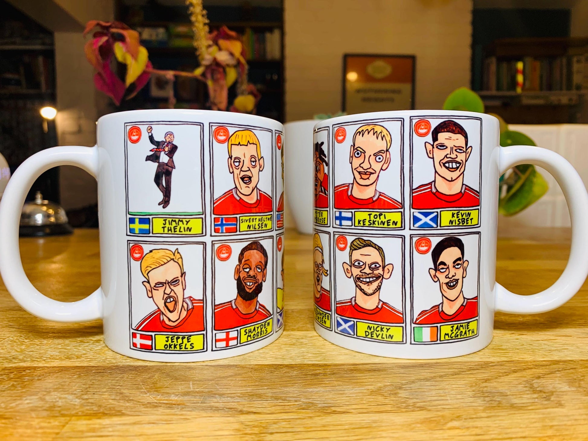 Aberdeen Vol 2 - Scottish Cup Winners 24/25 No Score Draws Mug Set - Set of TWO DIFFERENT 11oz Ceramic Mugs with Wonky Dons Panini-Doodles