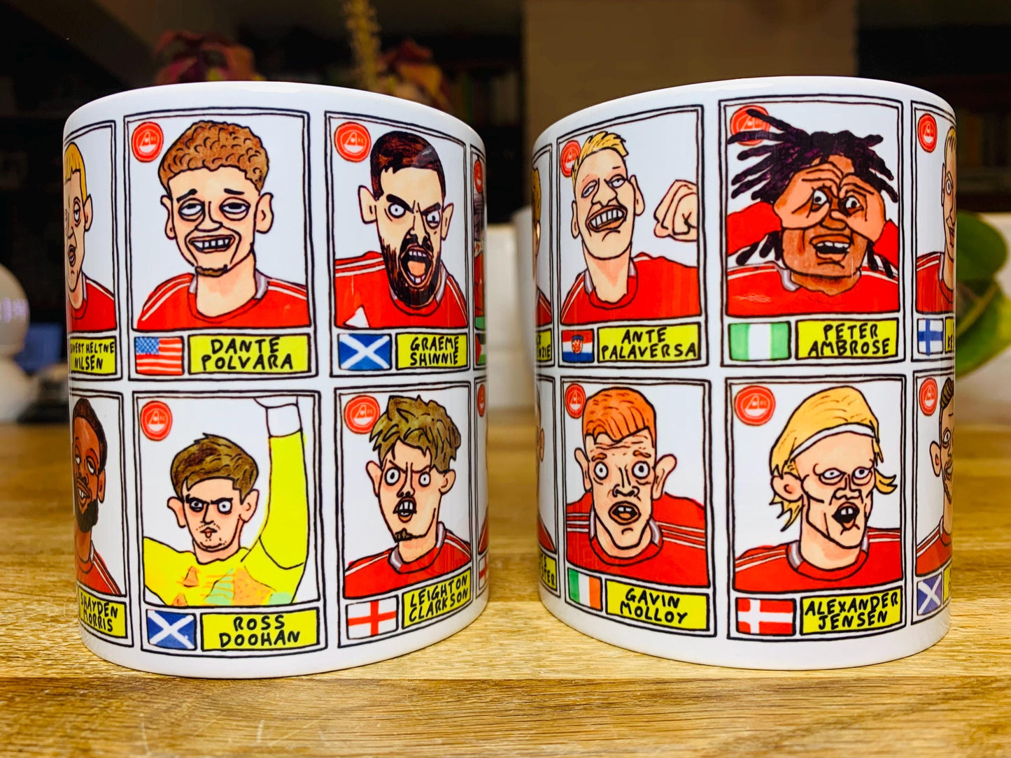 Aberdeen Vol 2 - Scottish Cup Winners 24/25 No Score Draws Mug Set - Set of TWO DIFFERENT 11oz Ceramic Mugs with Wonky Dons Panini-Doodles