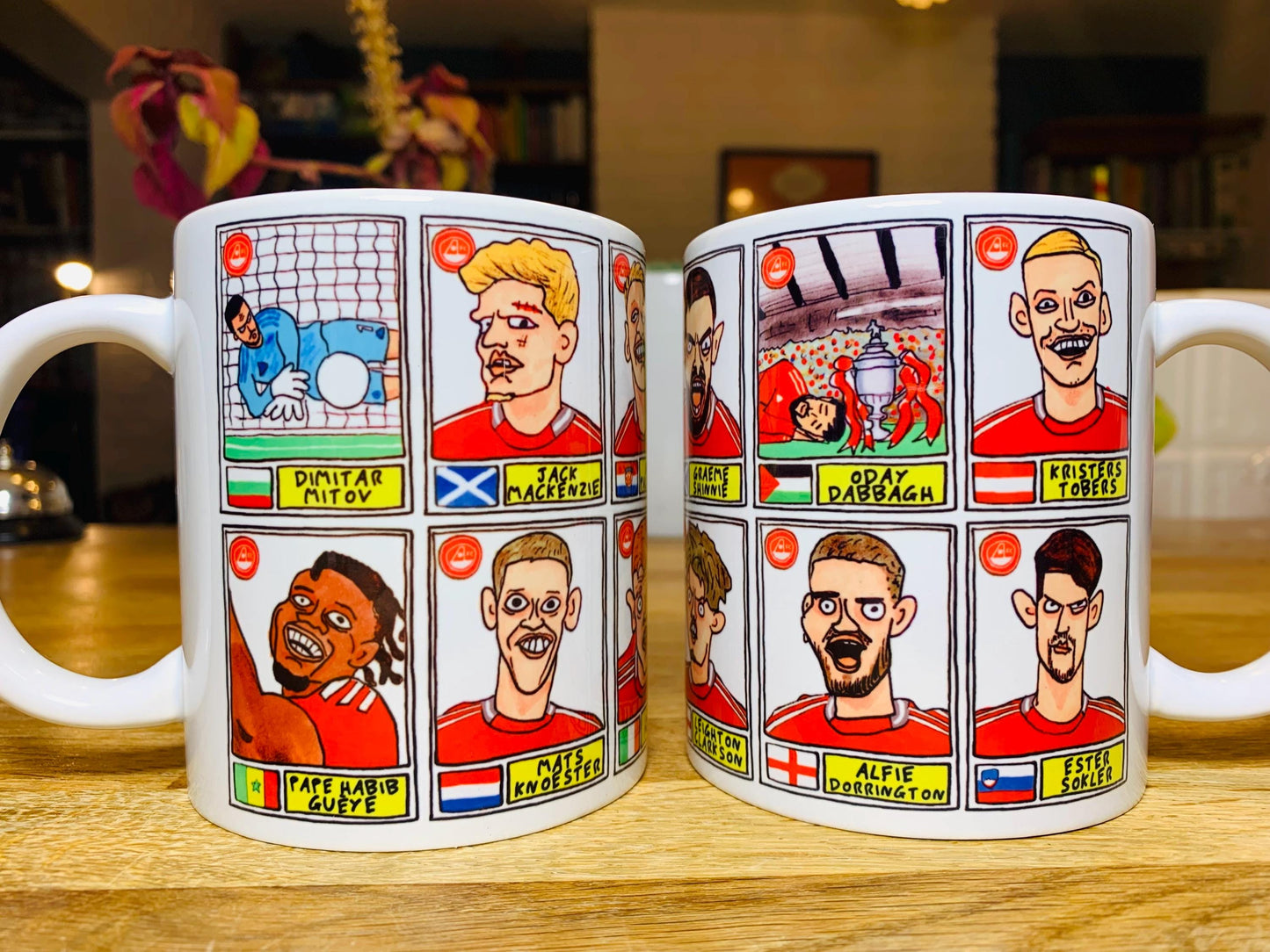 Aberdeen Vol 2 - Scottish Cup Winners 24/25 No Score Draws Mug Set - Set of TWO DIFFERENT 11oz Ceramic Mugs with Wonky Dons Panini-Doodles