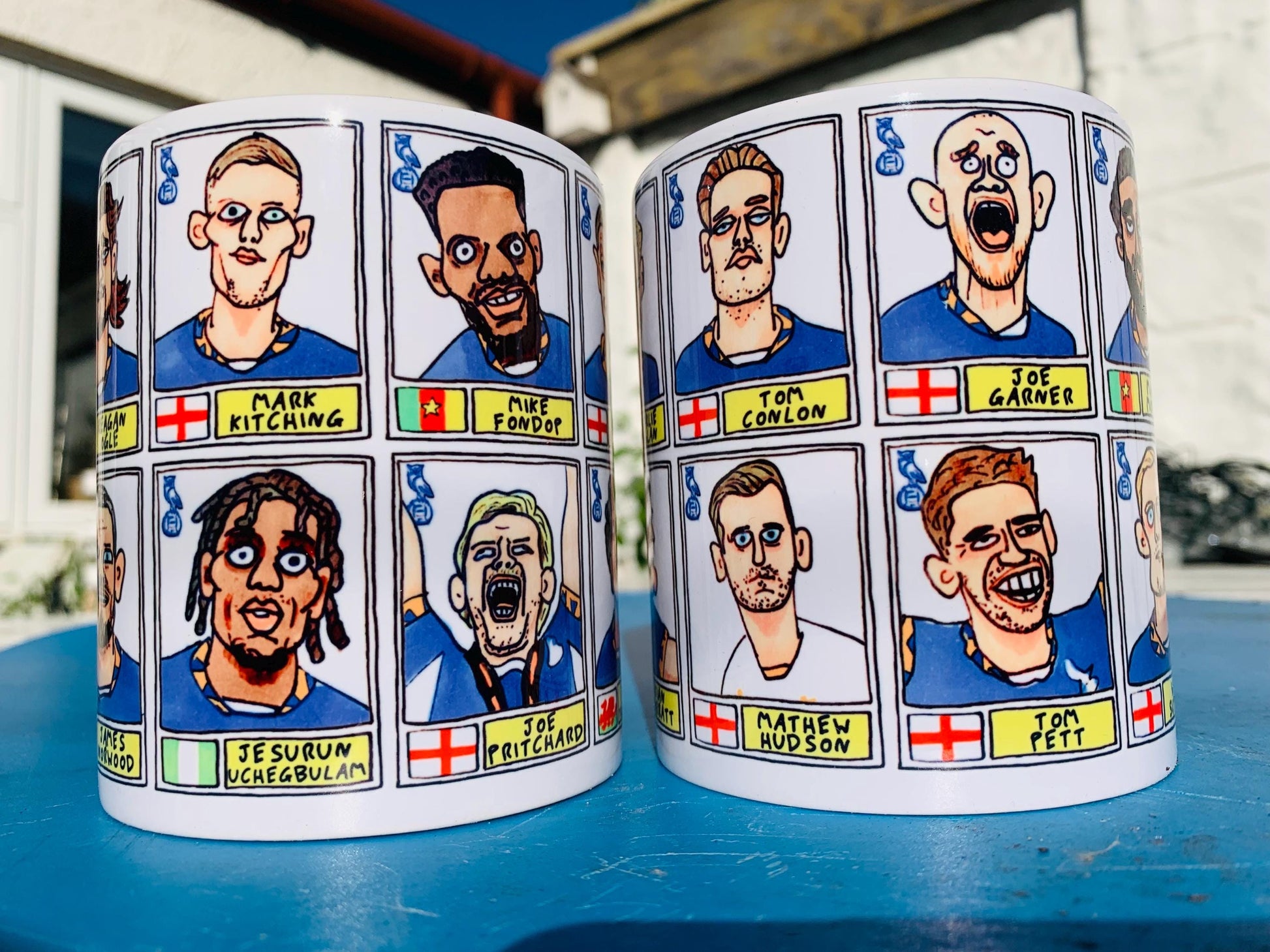 Oldham Athletic Vol 2 - Mellonball No Score Draws Mug Set - Set of TWO DIFFERENT 11oz Mugs with Wonky Doodles OAFC's 24/25 Playoff Winners