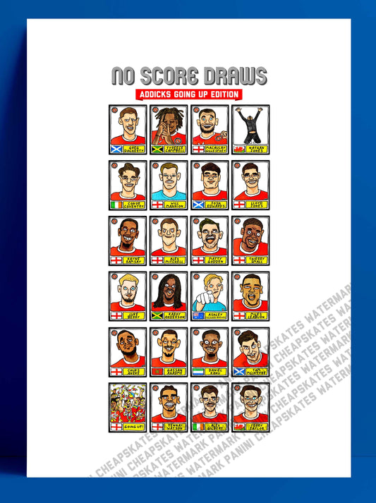 Charlton Athletic Vol 2 - No Score Draws Addicks Going Up Edition - A3 print of 24 Wonky Doodles of CAFC's 24-25 Promotion Playoff Winners