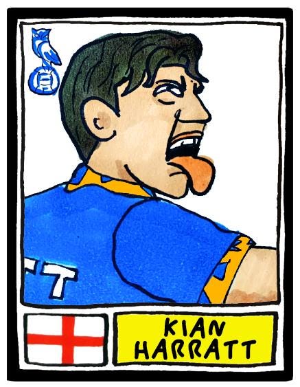 Oldham Athletic Vol 2 - No Score Draws Mellonball Edition - A3 print of 30 Wonky-Style Doodles Of OAFC's 24/25 Playoff Promotion Winners