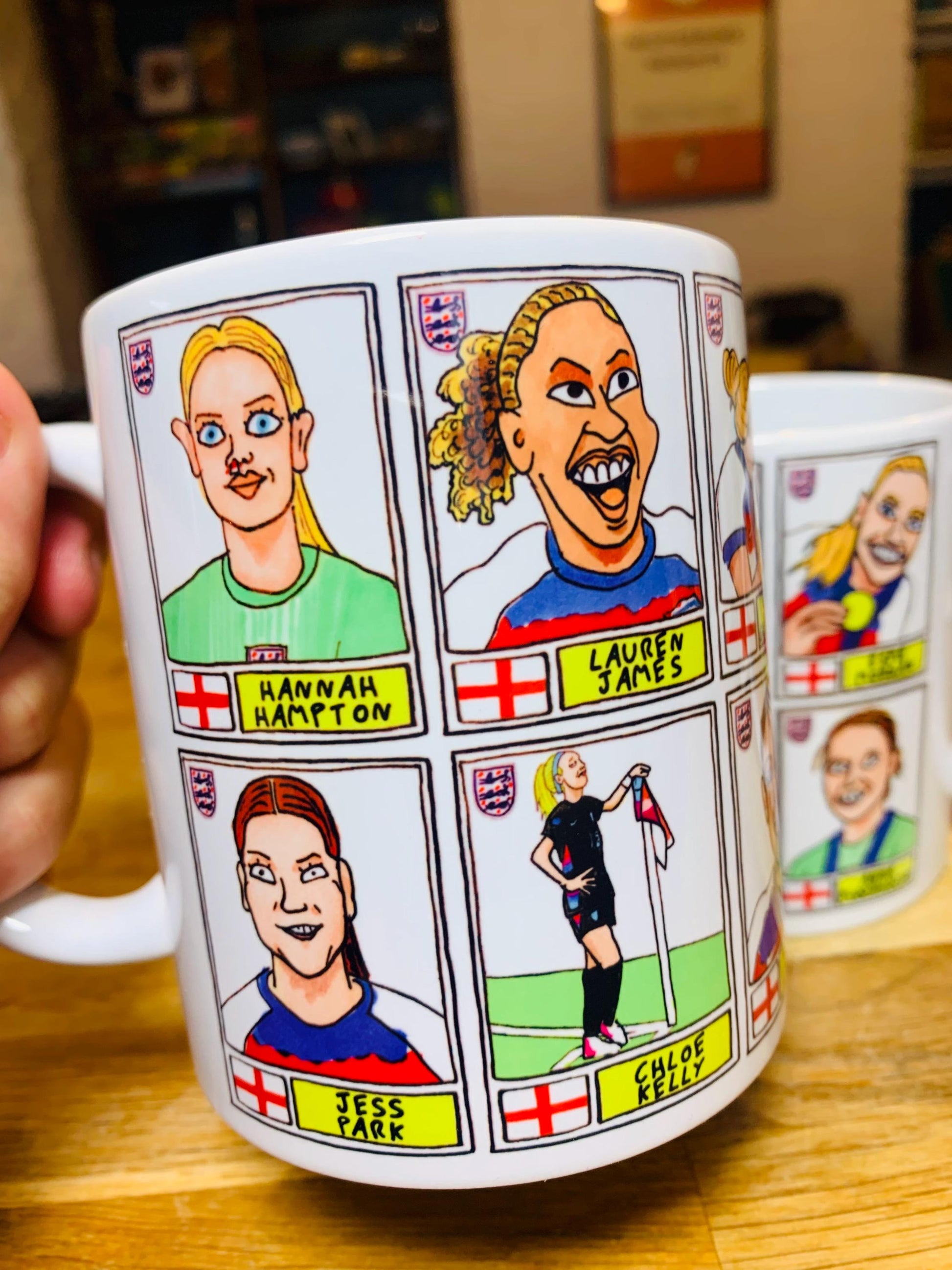 England Lionesses Vol 3 No Score Draws Mug Set - Set of TWO DIFFERENT 11oz Mugs with Wonky Doodles Of England Women's 2025 Euros Champions