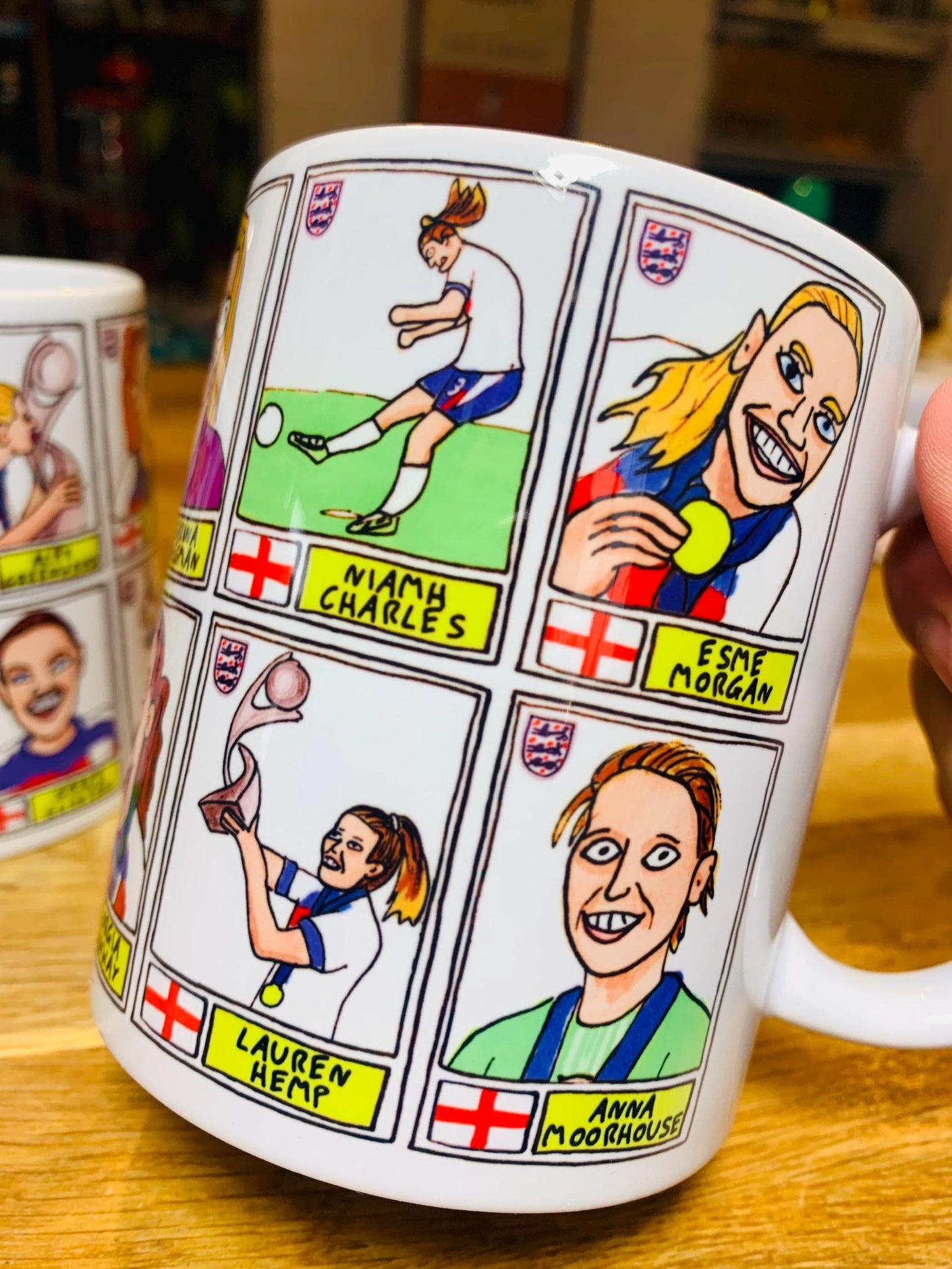 England Lionesses Vol 3 No Score Draws Mug Set - Set of TWO DIFFERENT 11oz Mugs with Wonky Doodles Of England Women's 2025 Euros Champions
