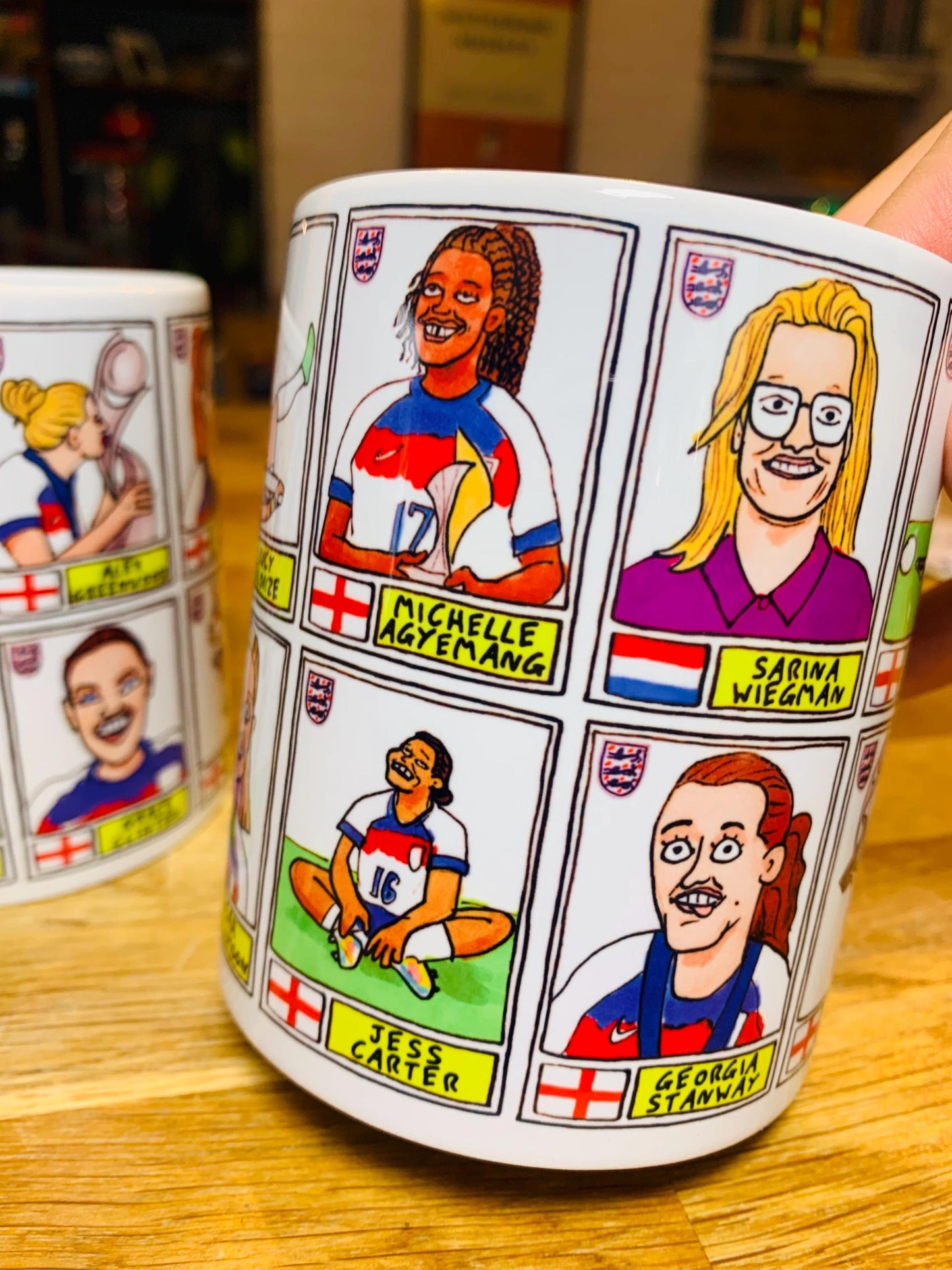 England Lionesses Vol 3 No Score Draws Mug Set - Set of TWO DIFFERENT 11oz Mugs with Wonky Doodles Of England Women's 2025 Euros Champions