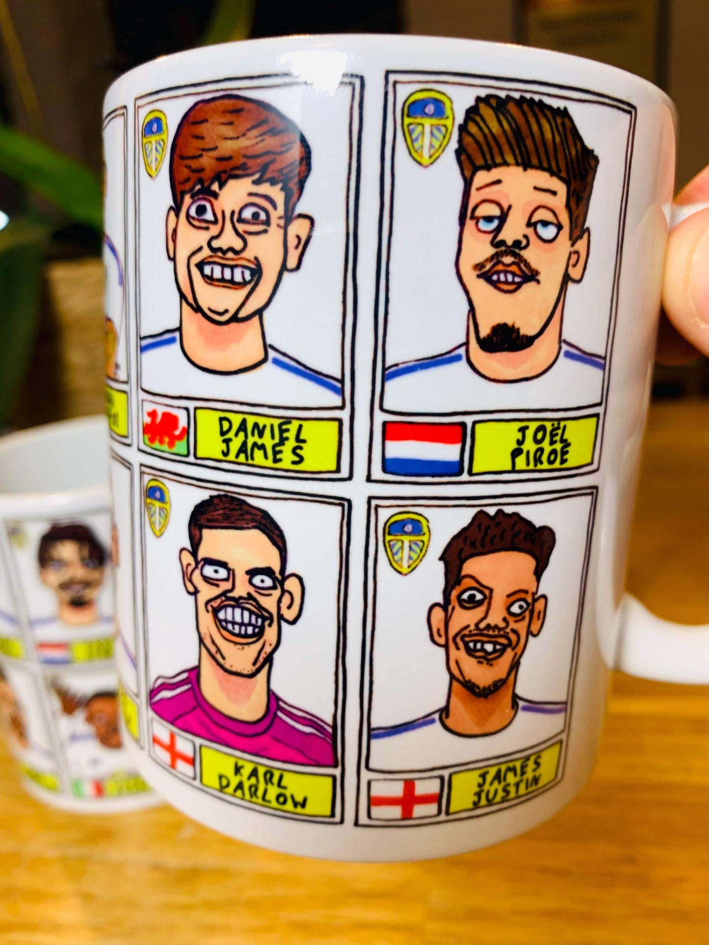 Leeds United Vol 4 No Score Draws Mug Set - Set of TWO 11oz Ceramic Mugs with Wonky Panini-Doodles Of LUFC's 24/25 Promotion Winning Squad