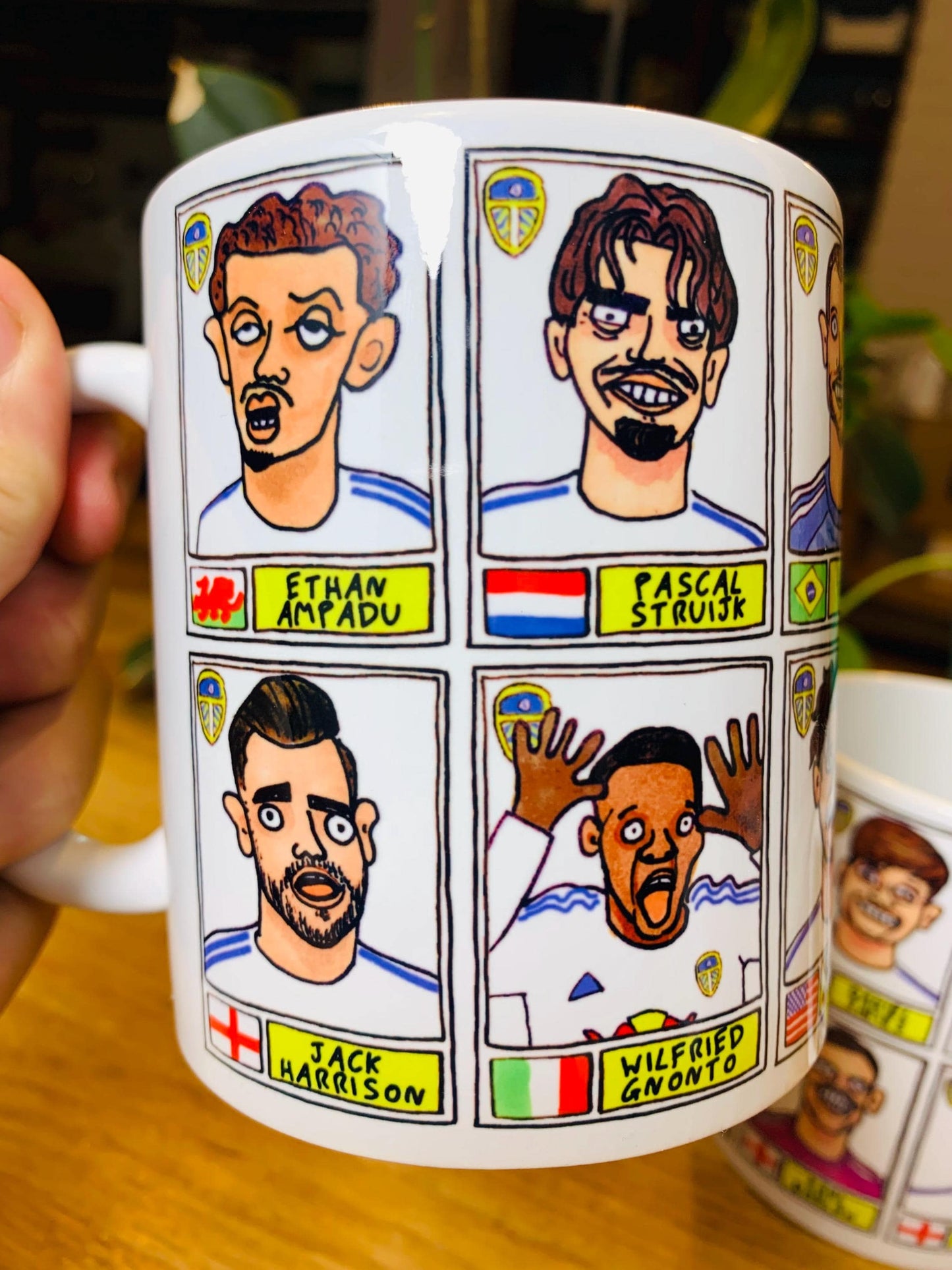 Leeds United Vol 4 No Score Draws Mug Set - Set of TWO 11oz Ceramic Mugs with Wonky Panini-Doodles Of LUFC's 24/25 Promotion Winning Squad