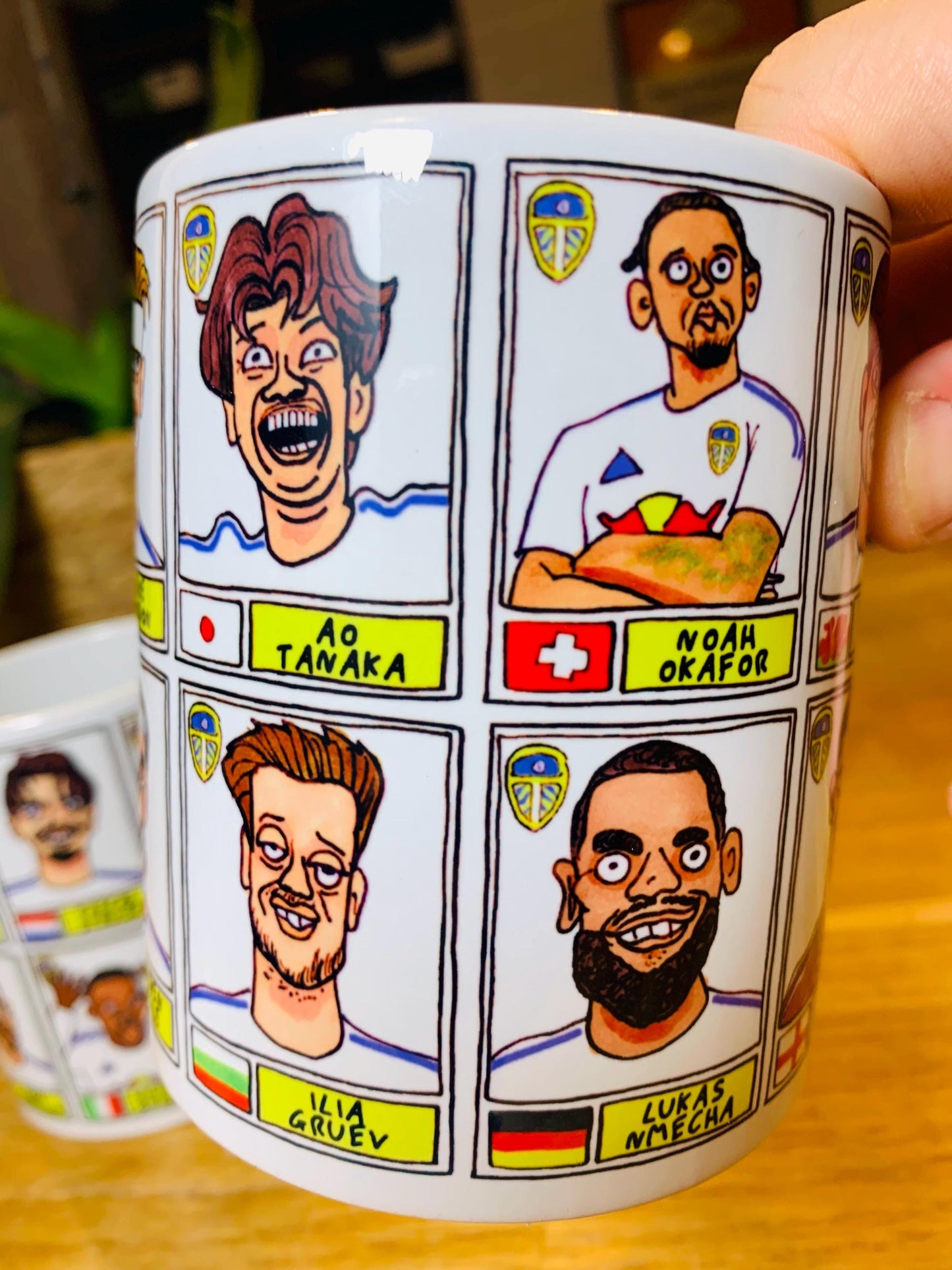 Leeds United Vol 4 No Score Draws Mug Set - Set of TWO 11oz Ceramic Mugs with Wonky Panini-Doodles Of LUFC's 24/25 Promotion Winning Squad