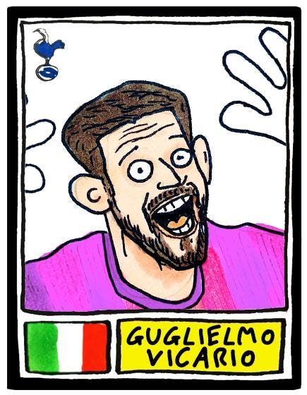 Spurs 25/26 - No Score Draws COYS 25/26 Edition - A3 print of 28 Wonky Panini-style Football Doodles of Tottenham Hotspur's 25/26 Squad