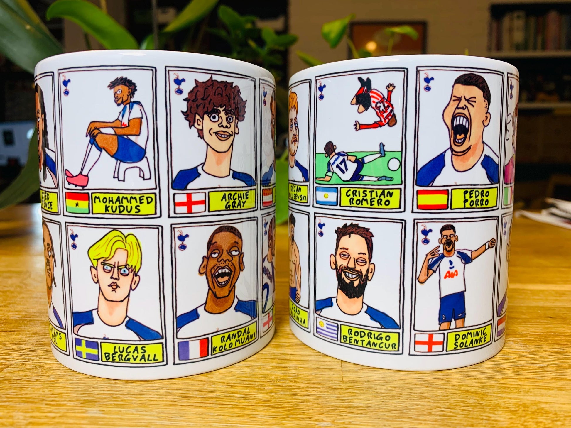Spurs Volume 6 - COYS 25/26 No Score Draws Mug Set - Set of 2 DIFFERENT 11oz Ceramic Mugs with Wonky Panini-style THFC Doodles