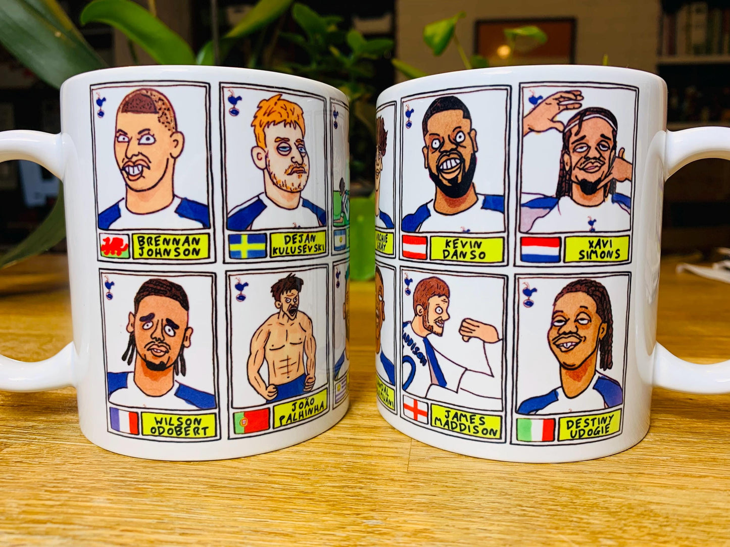 Spurs Volume 6 - COYS 25/26 No Score Draws Mug Set - Set of 2 DIFFERENT 11oz Ceramic Mugs with Wonky Panini-style THFC Doodles
