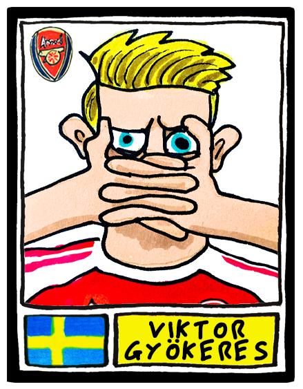Arsenal Vol 5 - No Score Draws Gunners 25/26 Edition - A3 print of 26 hand-drawn Panini-style wonky doodles of Arteta's Arsenal 25/26 Team