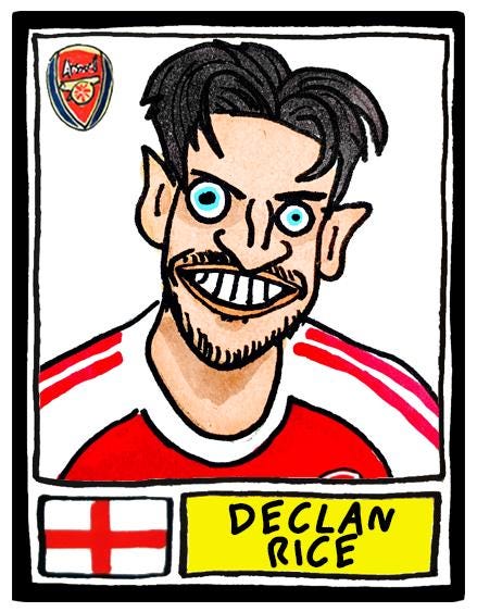 Arsenal Vol 5 - No Score Draws Gunners 25/26 Edition - A3 print of 26 hand-drawn Panini-style wonky doodles of Arteta's Arsenal 25/26 Team