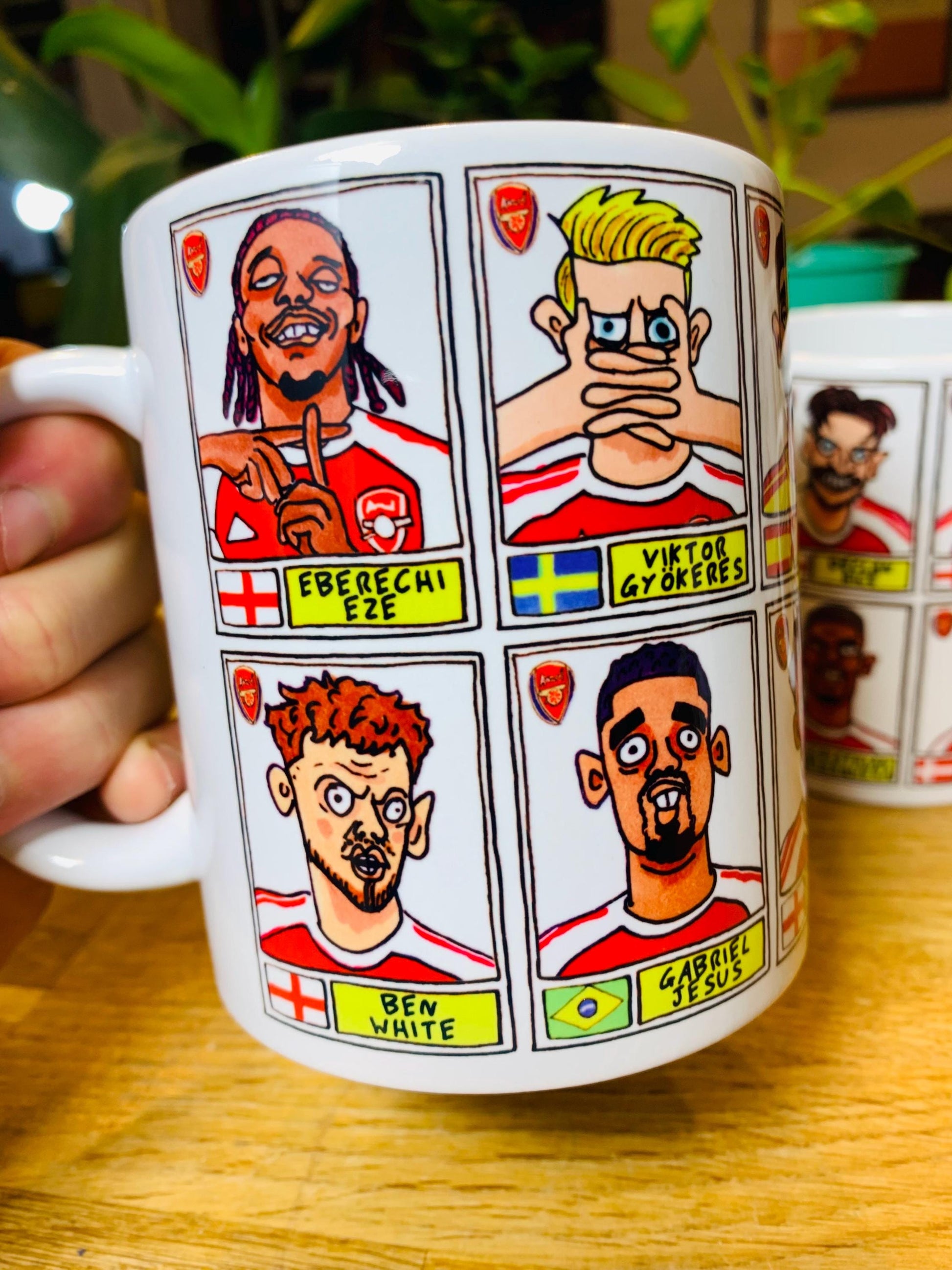 Arsenal Vol 5 Gunners 25/26 No Score Draws Mug Set - Set of TWO DIFFERENT 11oz Mugs with Wonky Panini-doodles of AFC's 25/26 Squad