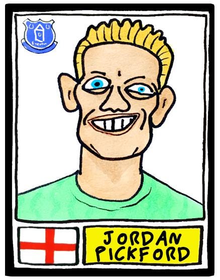 Everton 25/26 - No Score Draws Toffees 25/26 Edition - A3 print of 24 Wonky Panini-Style No Score Draws Doodles Of David Moyes's EFC Squad