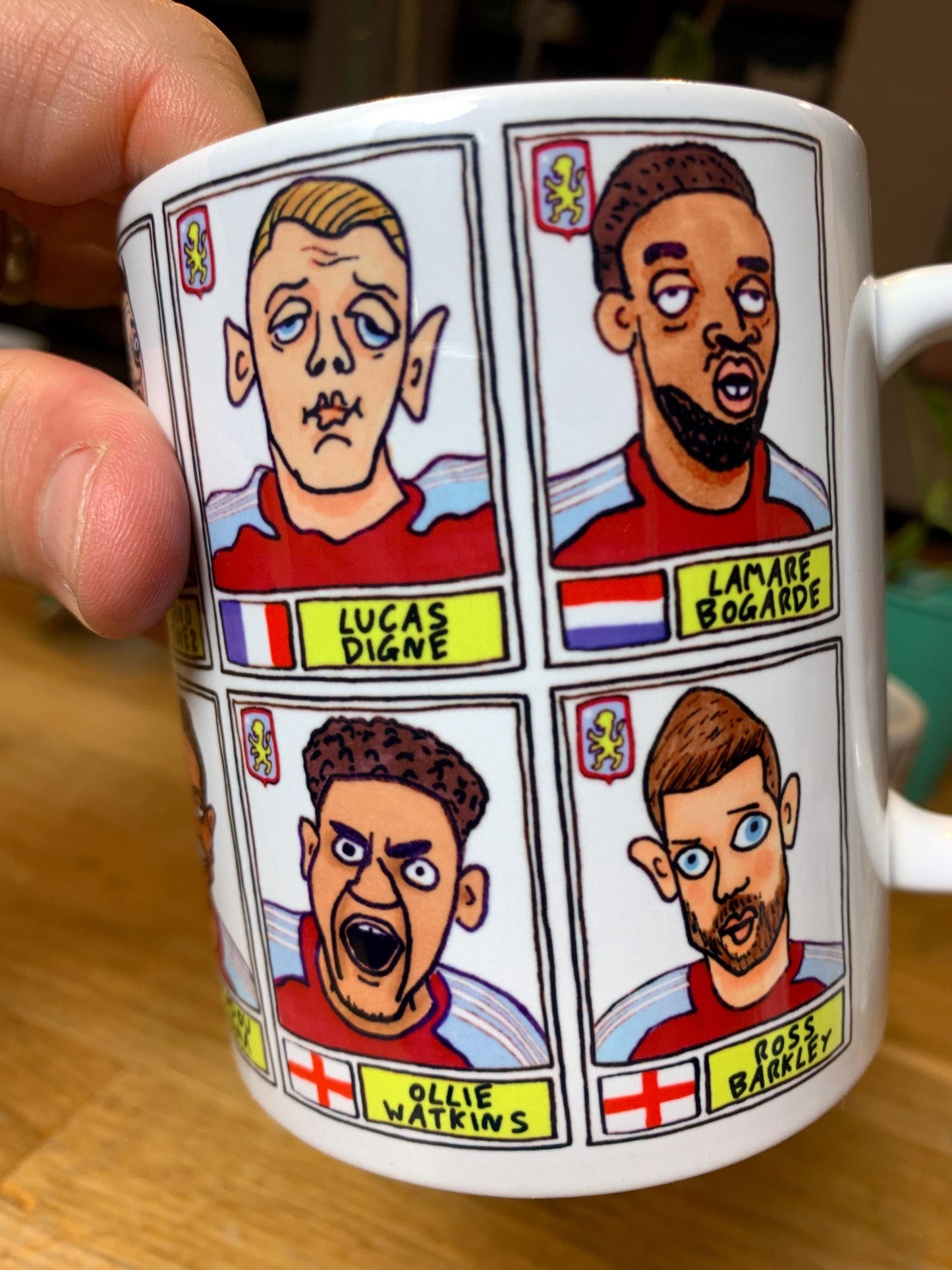 Aston Villa Emery 25/26 No Score Draws Mug Set - Set of TWO DIFFERENT 11oz Ceramic Mugs with Wonky Panini-style AVFC Doodles Of Emery & Co