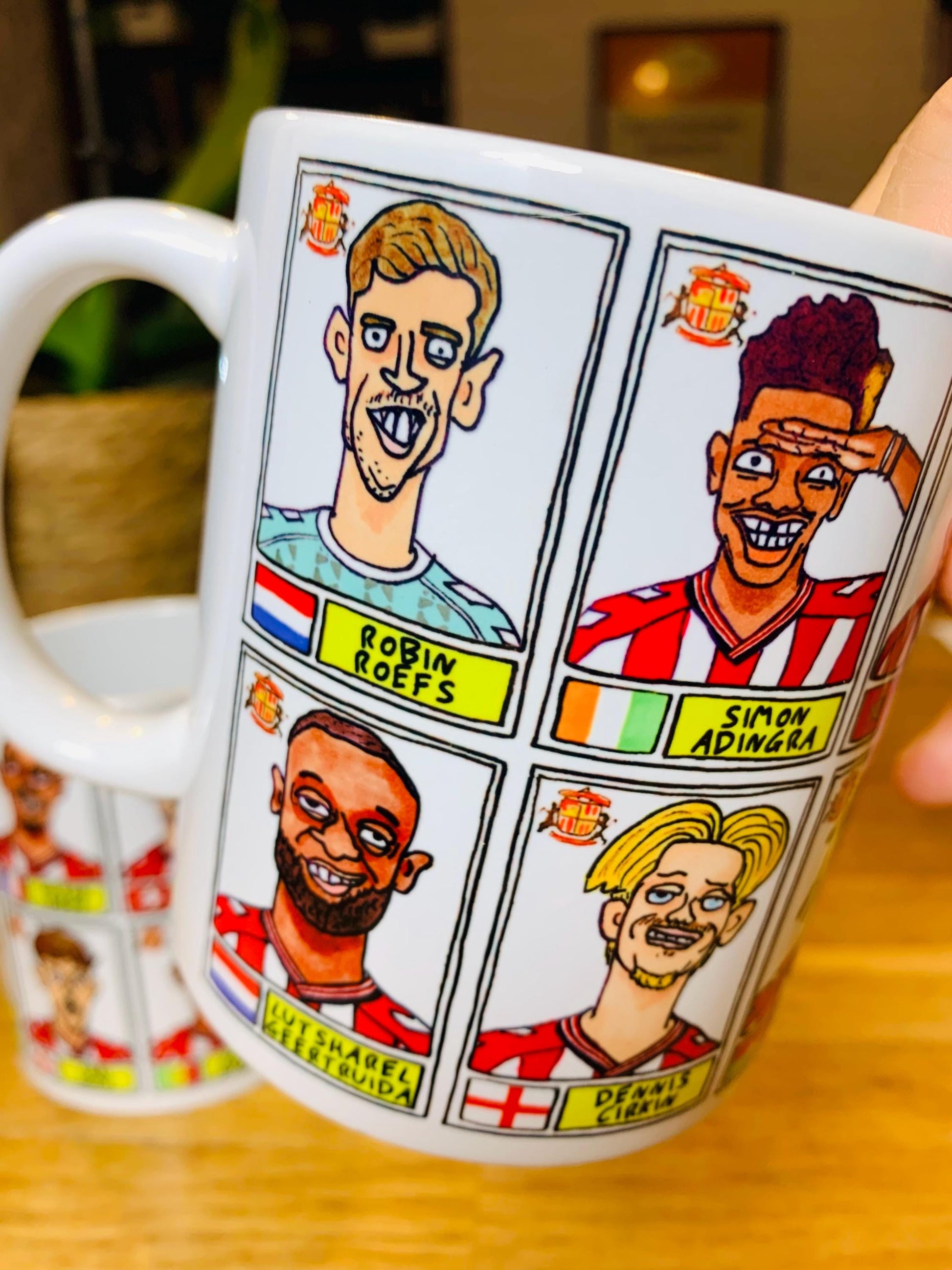 Sunderland Volume 5 - 25/26 Black Cats No Score Draws Mug Set - Set of TWO DIFFERENT 11oz Ceramic Mugs with Wonky Doodles Of SAFC 25/26 Side