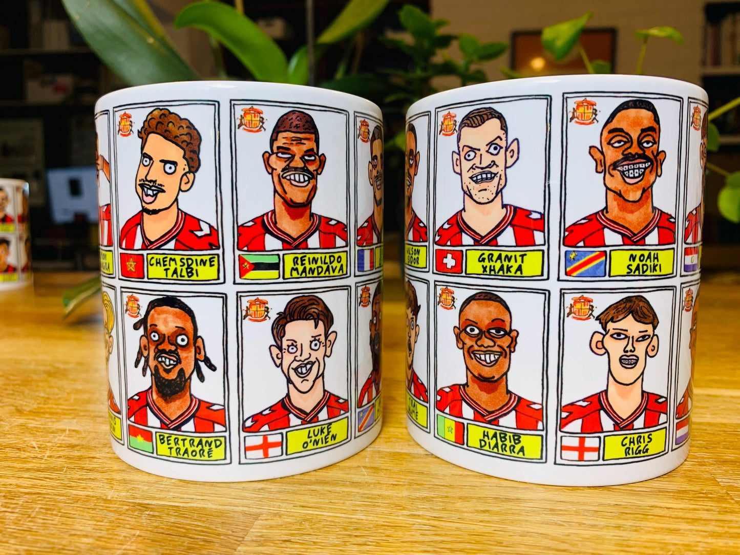 Sunderland Volume 5 - 25/26 Black Cats No Score Draws Mug Set - Set of TWO DIFFERENT 11oz Ceramic Mugs with Wonky Doodles Of SAFC 25/26 Side